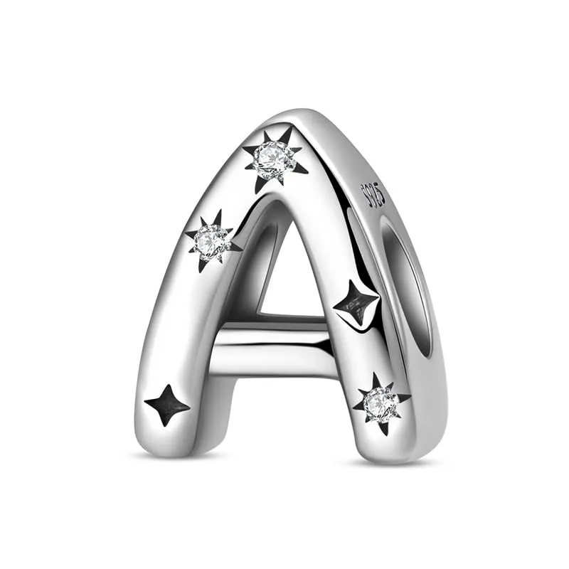 KUNSIR Ciondolo Lettere in Argento Sterling 925 e Cubic Zirconia per Braccialetti e Collane Europei - immagine 1