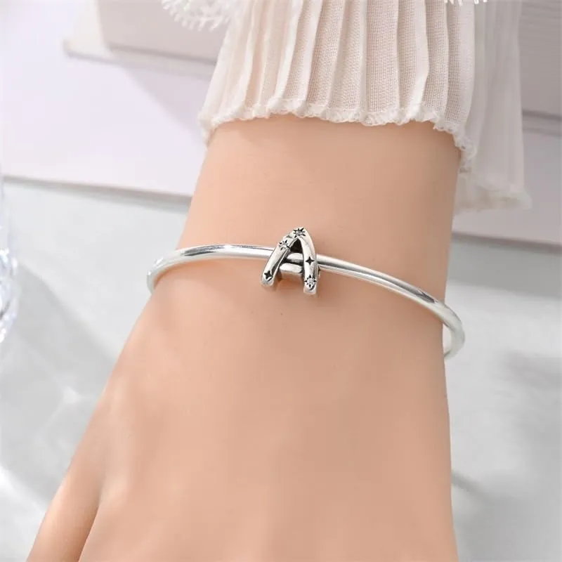 KUNSIR Ciondolo Lettere in Argento Sterling 925 e Cubic Zirconia per Braccialetti e Collane Europei - immagine 4