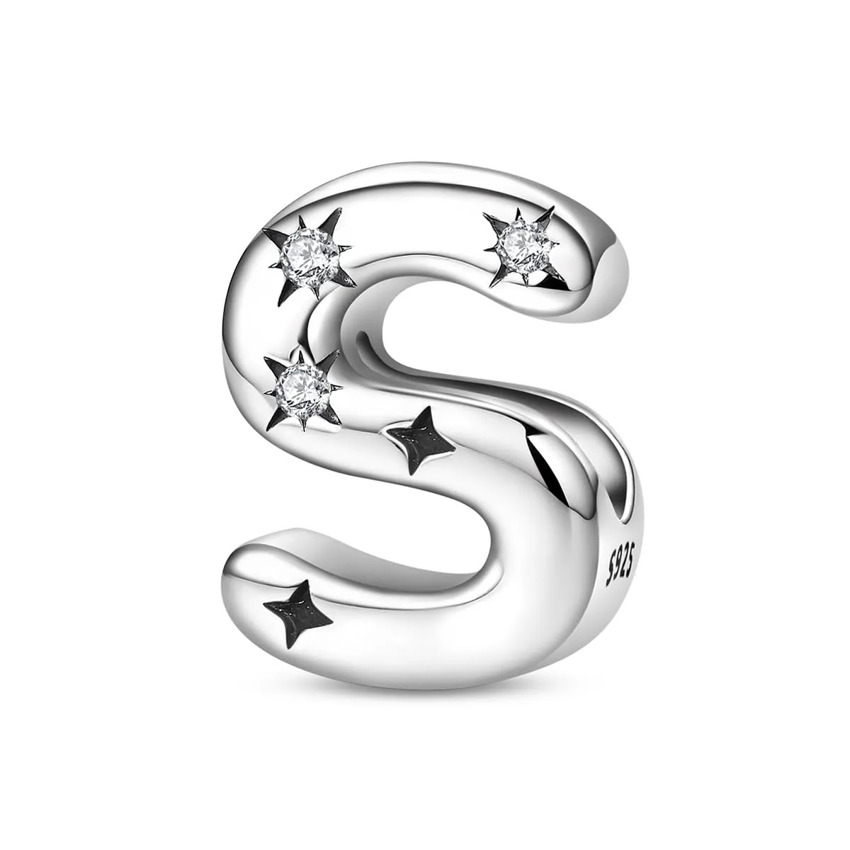 KUNSIR Ciondolo Lettere in Argento Sterling 925 con Cubic Zirconia per Braccialetti e Collane Europee - immagine 1