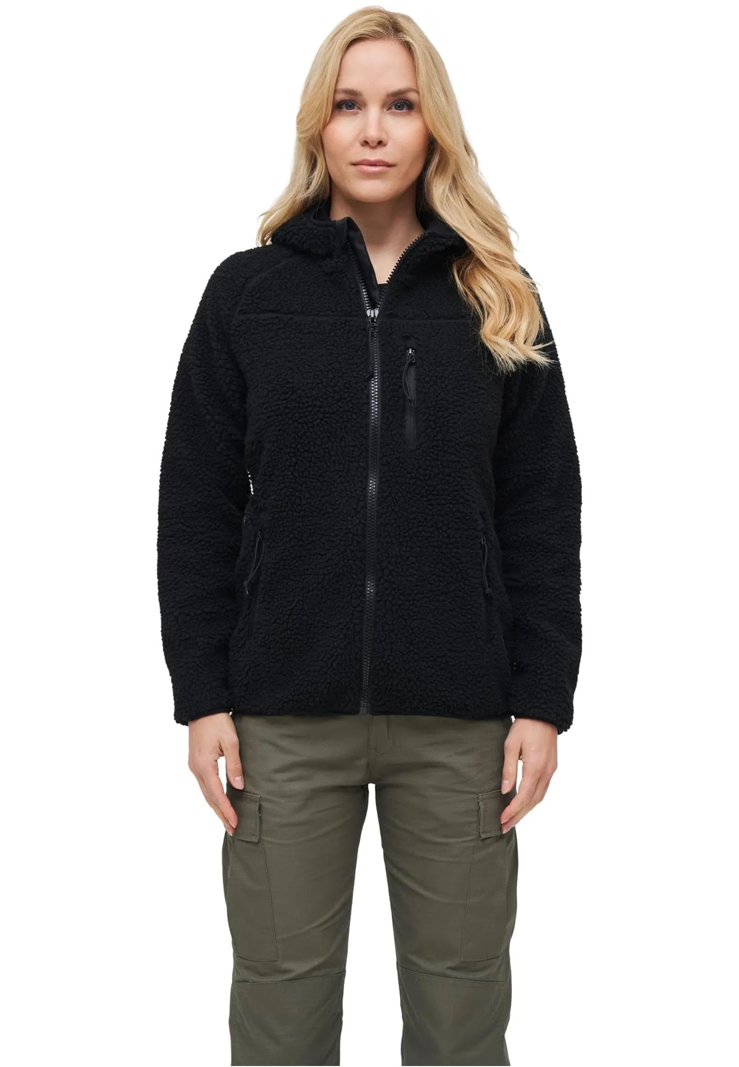 Brandit Women's Teddy Fleece Hoodie Jacket - Black, 4XL - immagine 2