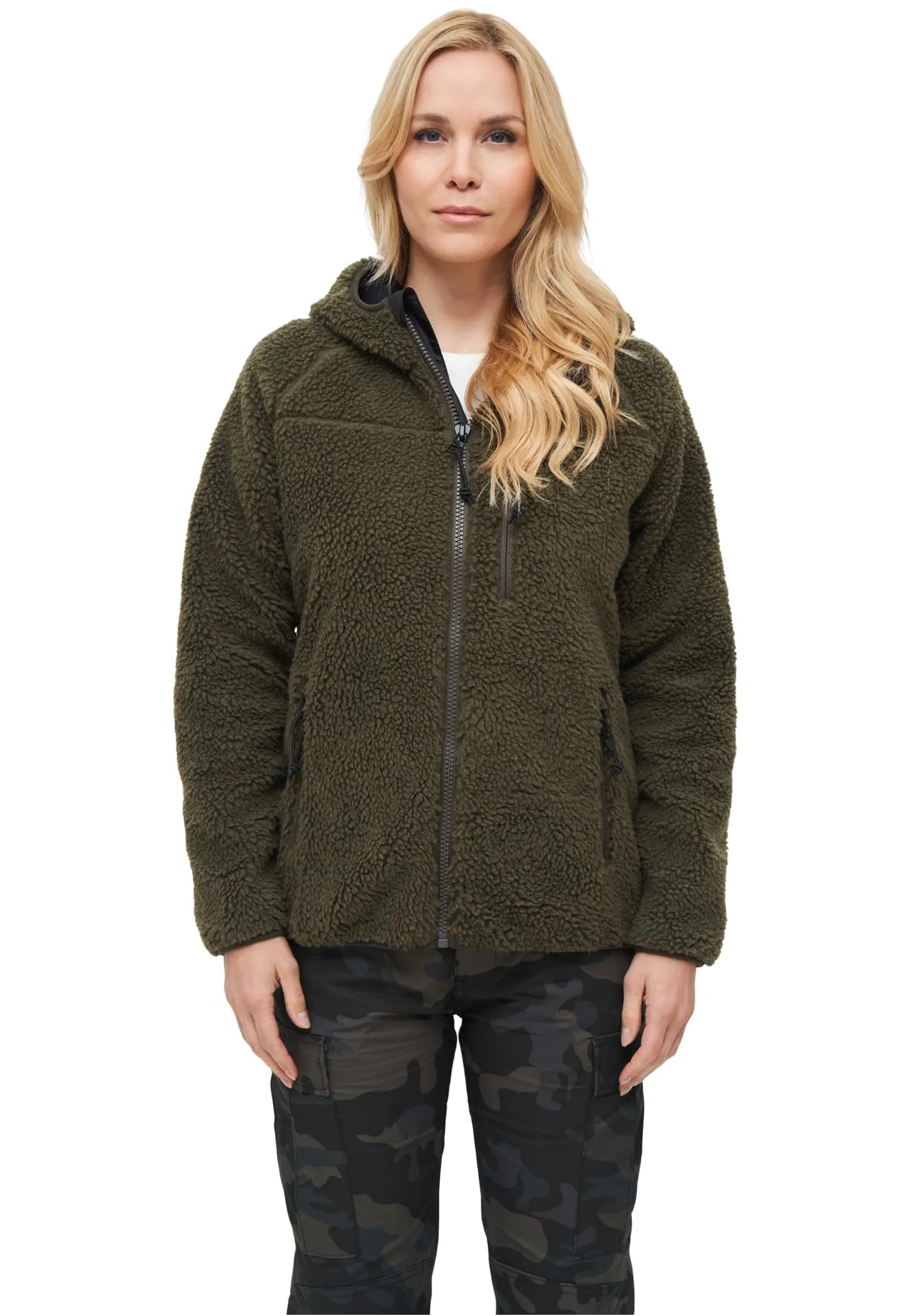 Brandit Women's Teddyfleece Jacket Hoodie - Olive, XXL - immagine 2