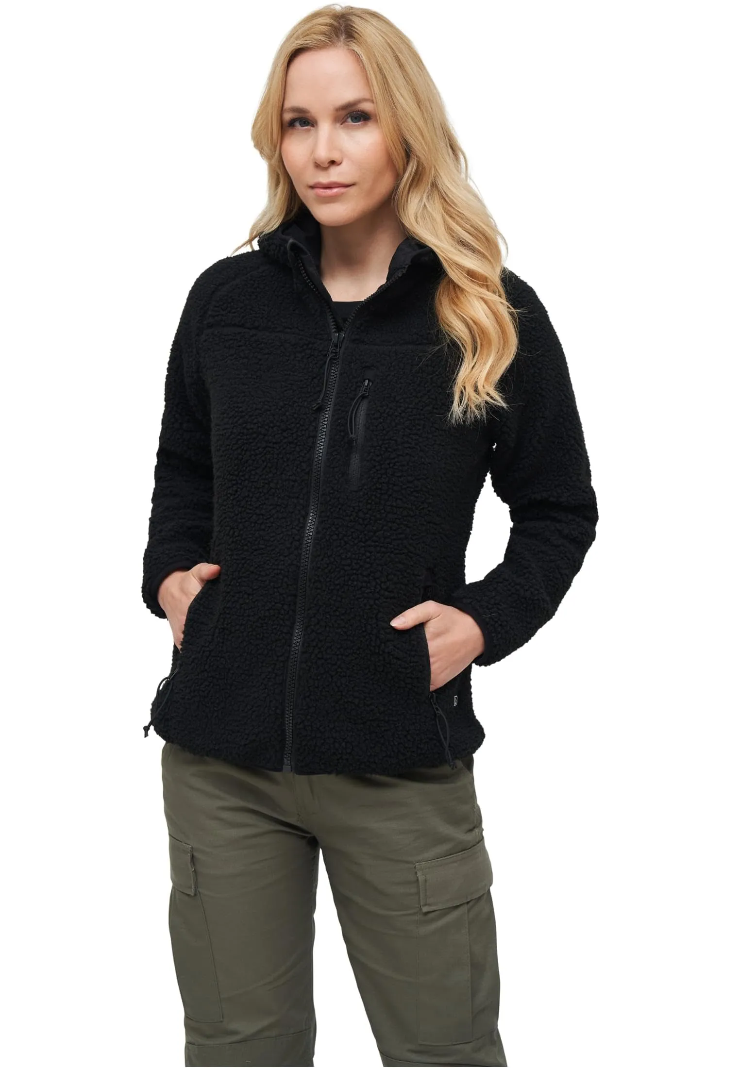 Brandit Women's Teddy Fleece Hoodie Jacket, Black, Size S - immagine 1