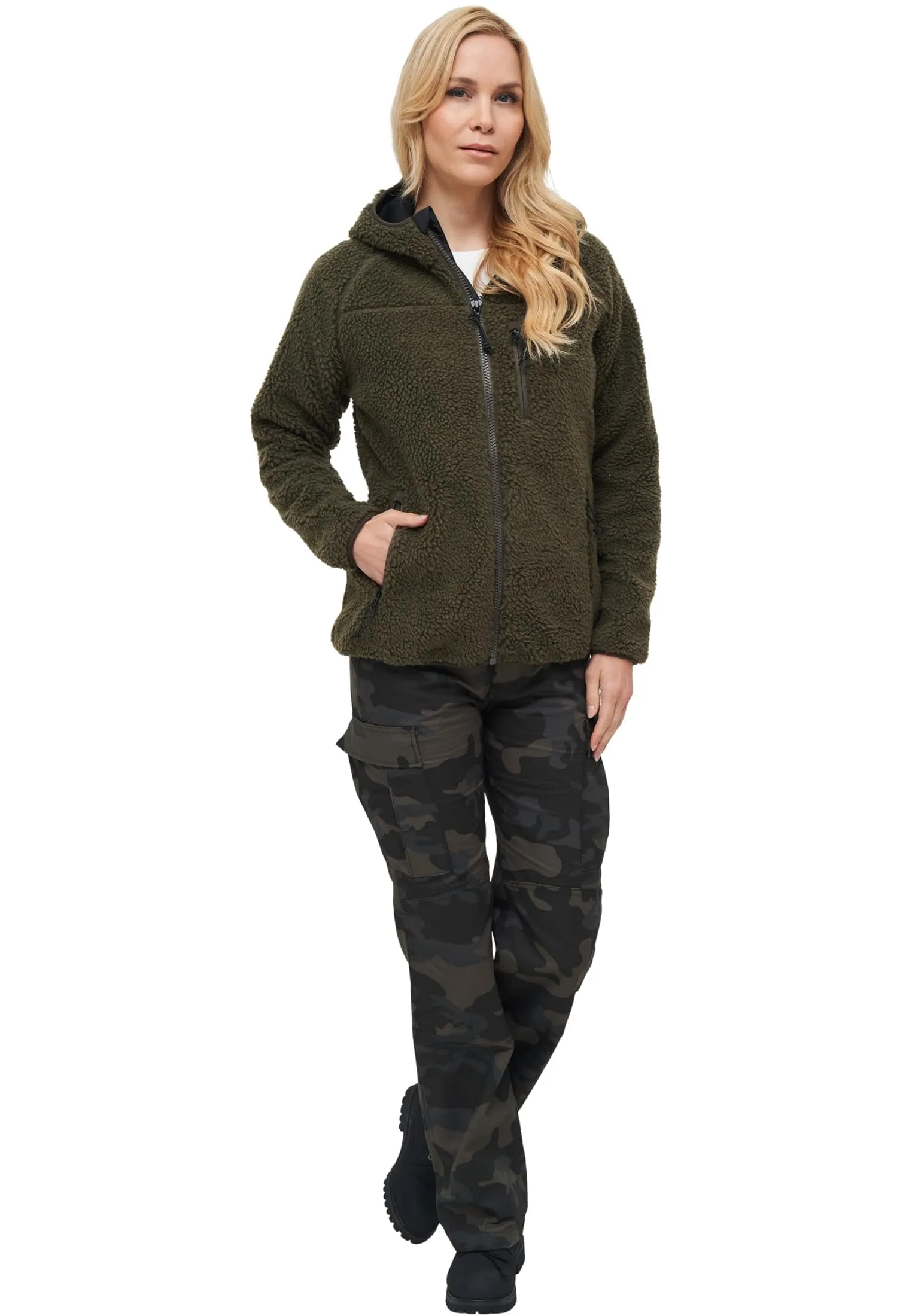 Brandit Women's Teddy Fleece Hoodie Jacket, Woodland, 4XL - immagine 7