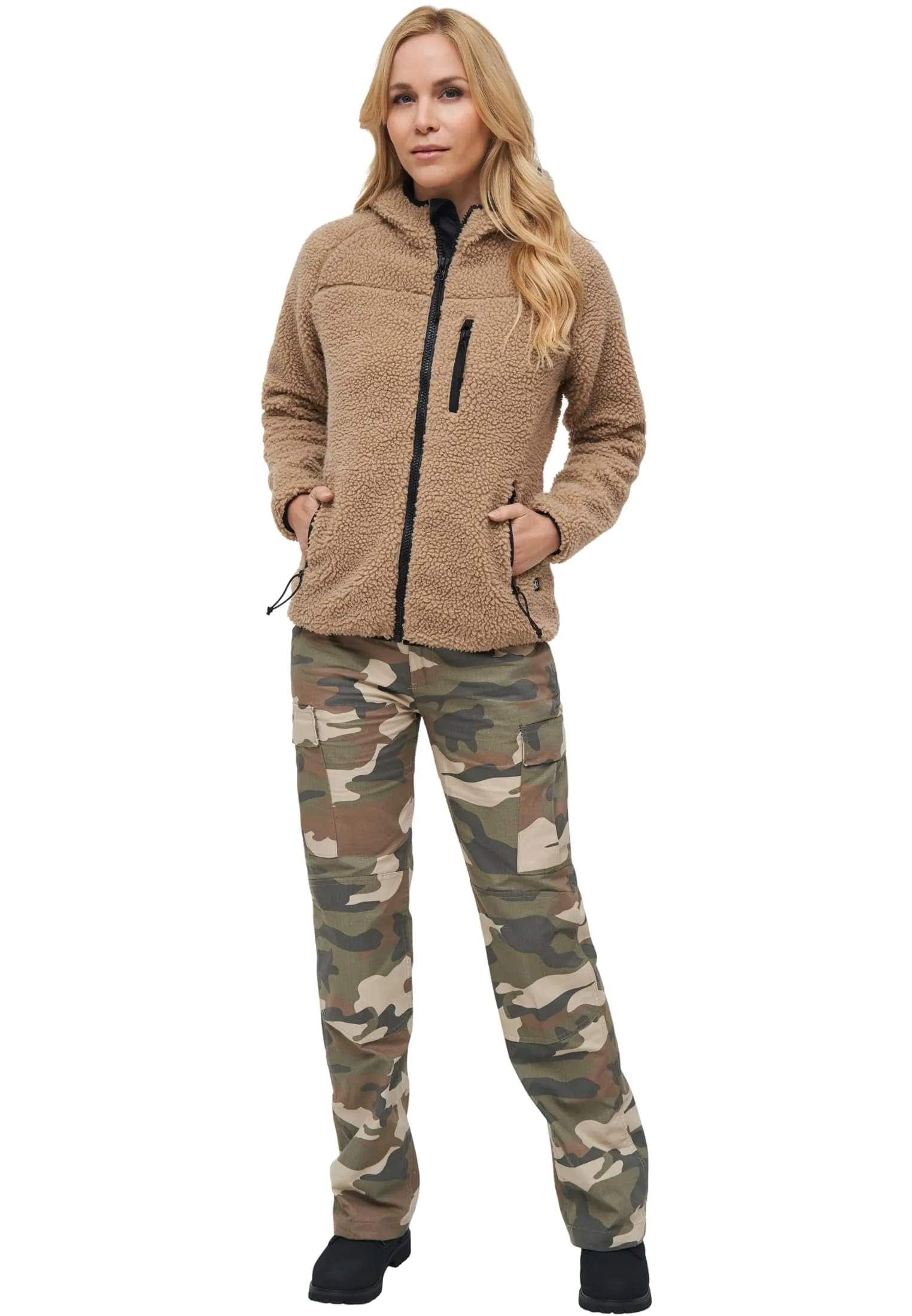 Brandit Women's Teddyfleece Jacket Hoodie, Camel, 4XL - immagine 6