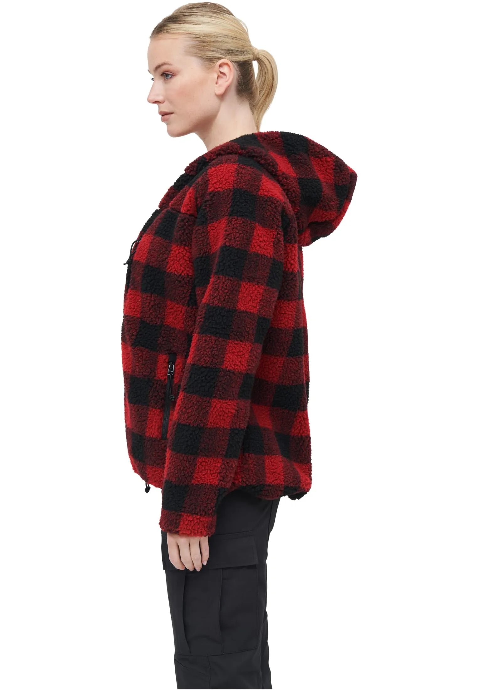 Brandit Women's Teddyfleece Hoodie Jacket, Red/Black, XS - immagine 3