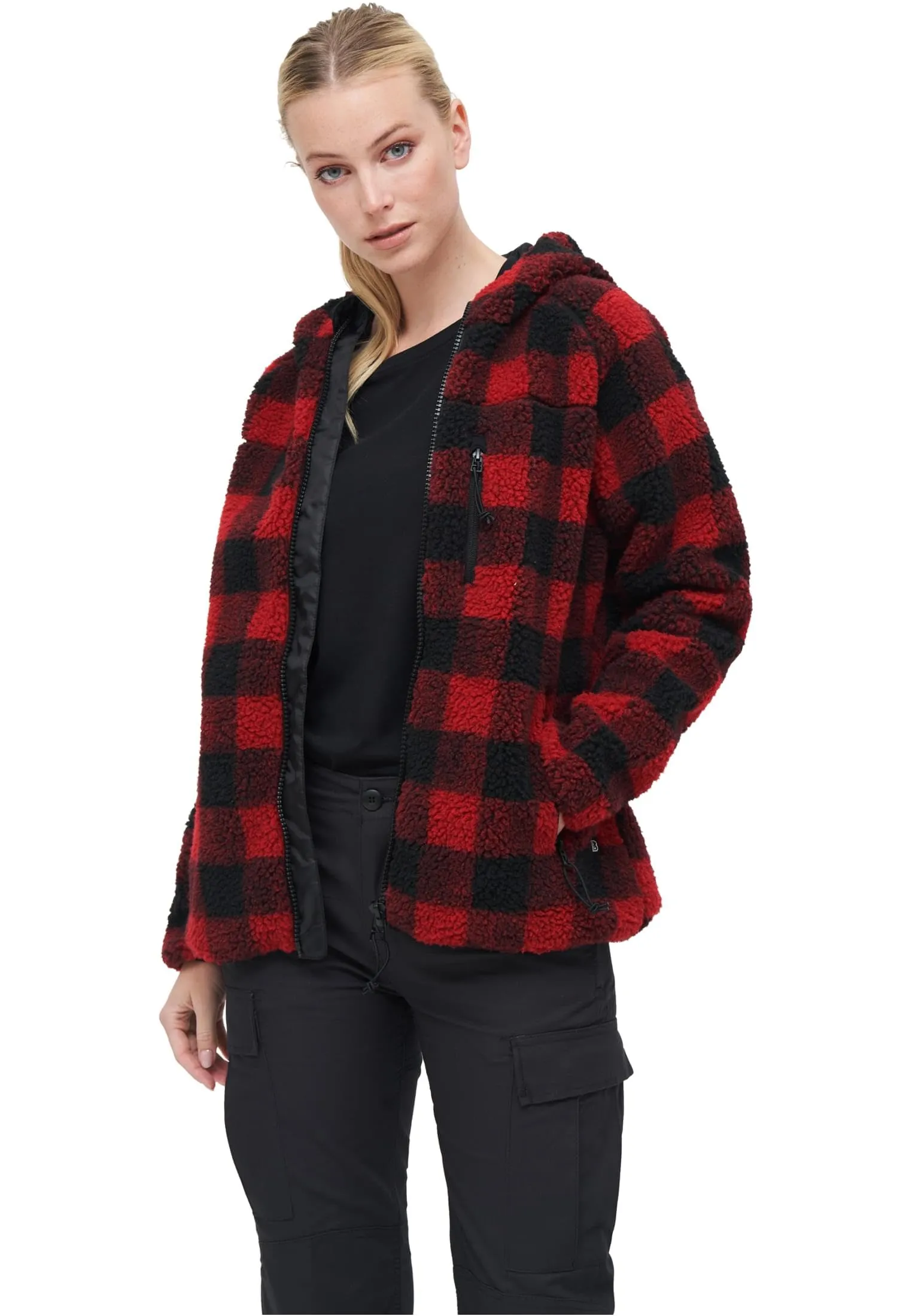 Brandit Women Teddyfleece Jacket Hoodie - Red/Black, 5XL - immagine 1