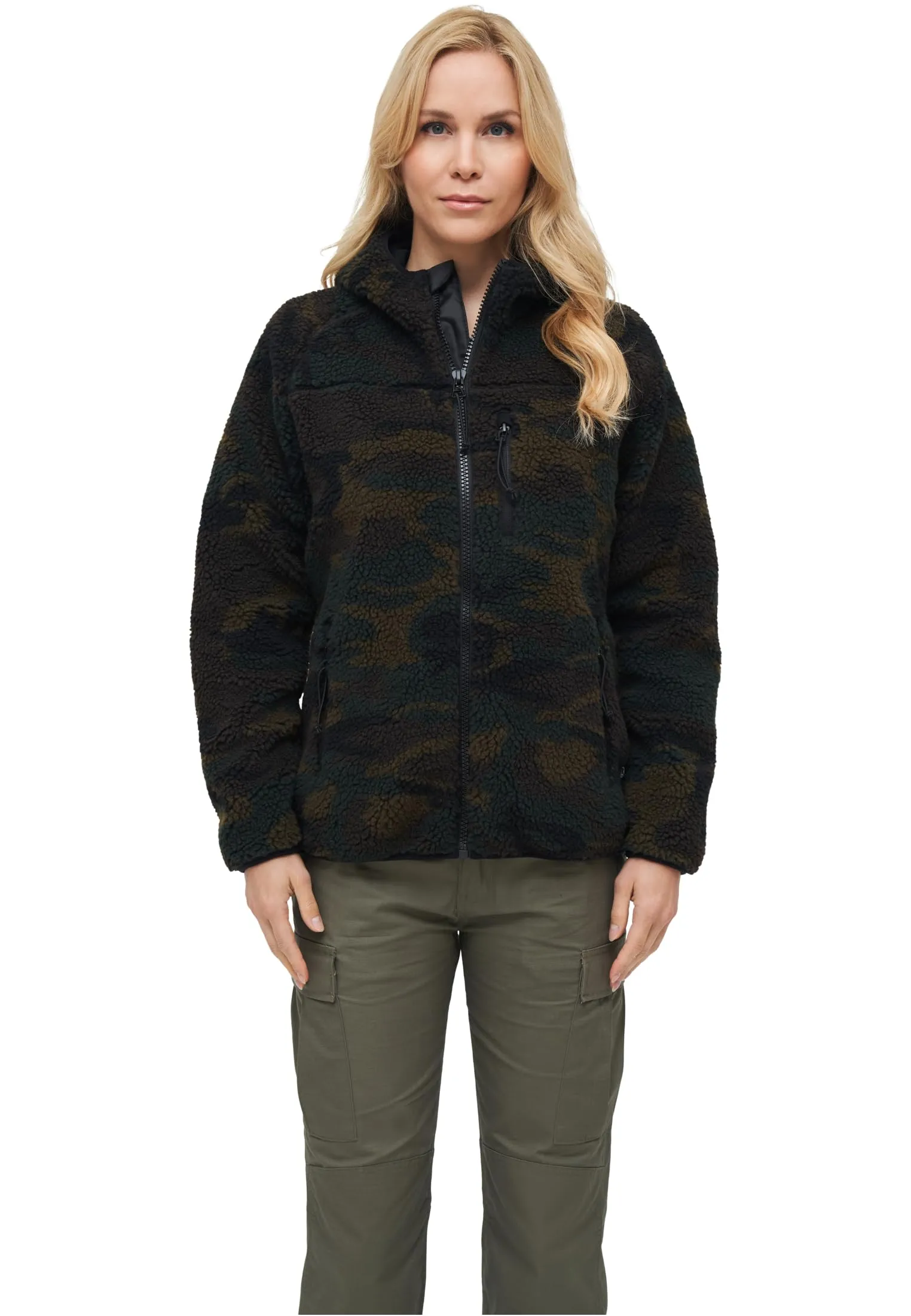 Brandit Women's Teddy Fleece Hoodie Jacket - Woodland, XL - immagine 2