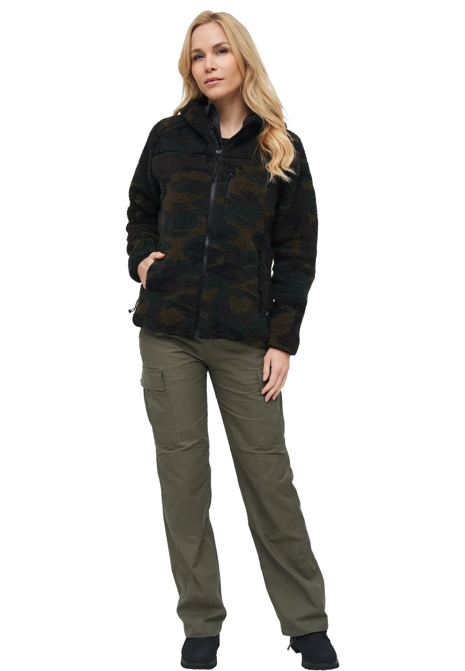 Brandit Women's Teddy Fleece Hoodie Jacket - Woodland, XL - immagine 6