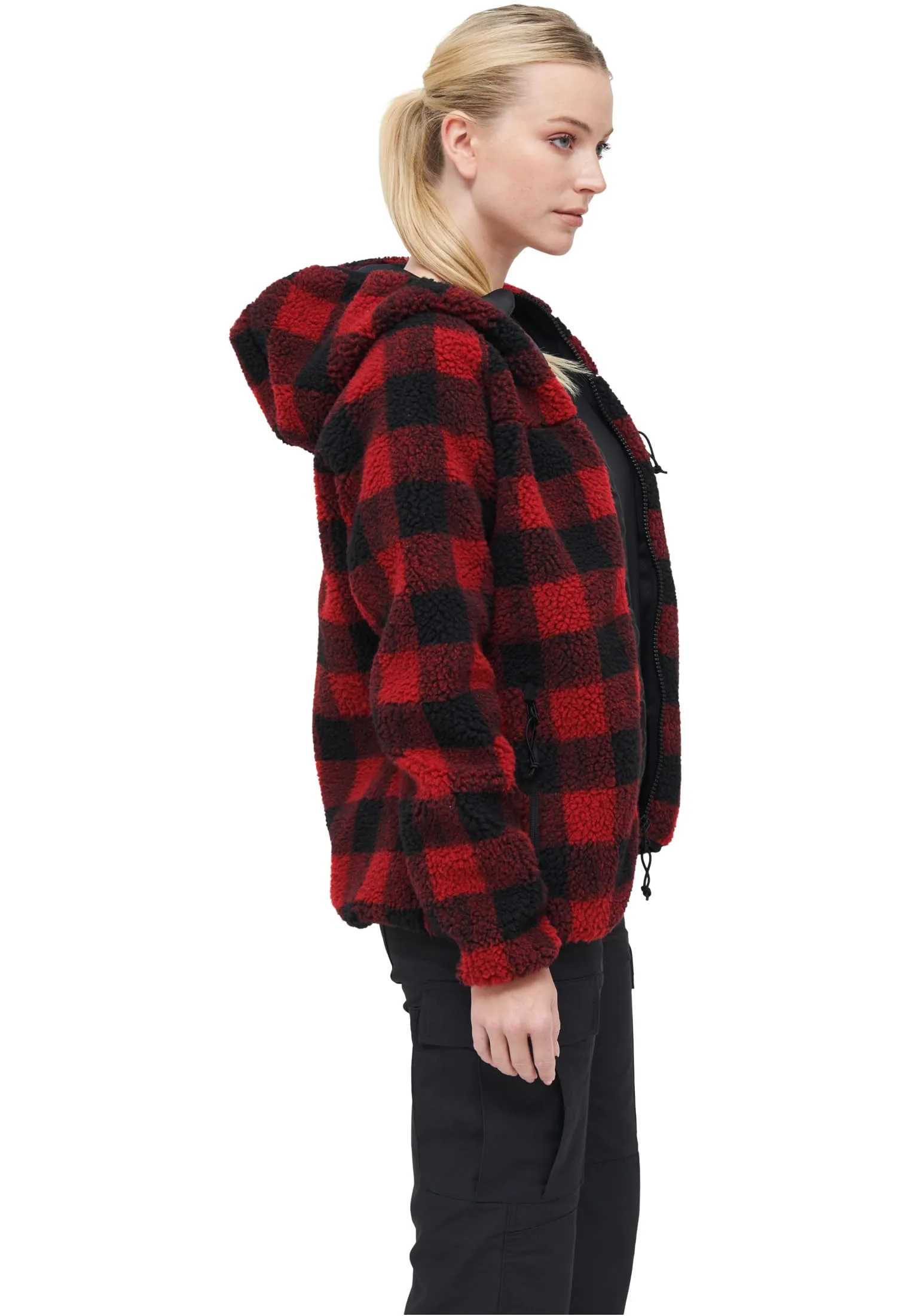 Brandit Women Teddyfleece Jacket Hoodie - Red/Black - XL - immagine 5