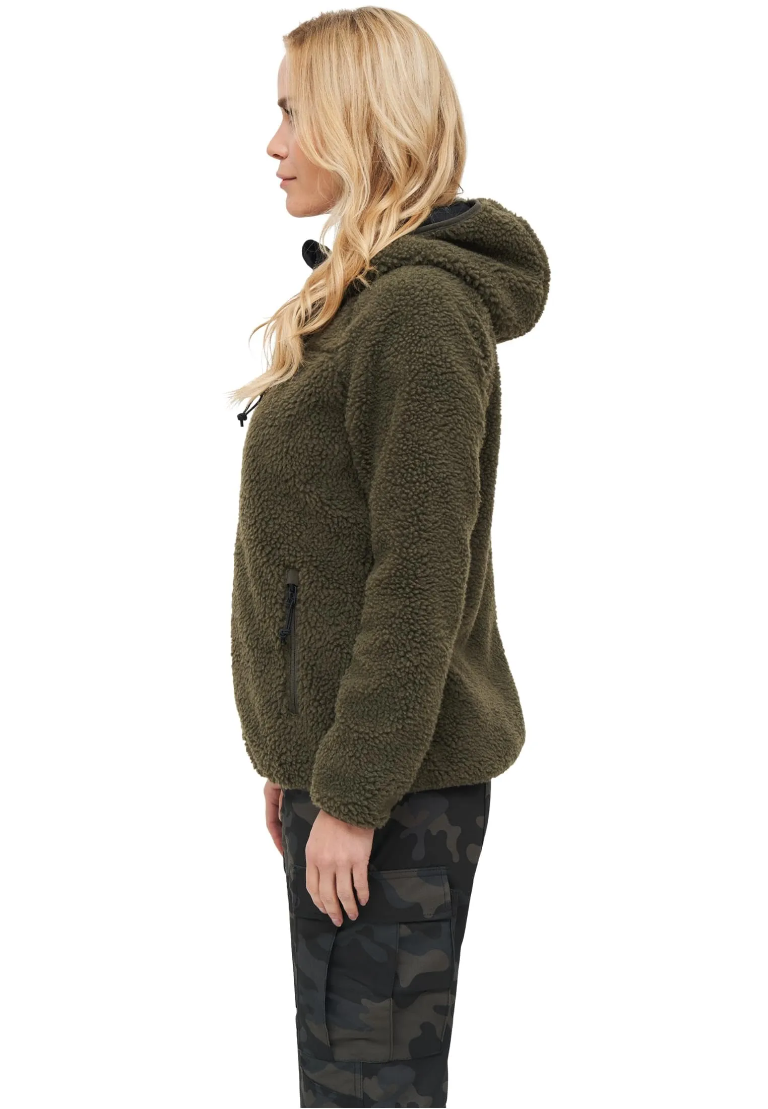 Brandit Women's Teddyfleece Hoodie Jacket - Olive, XS - immagine 4