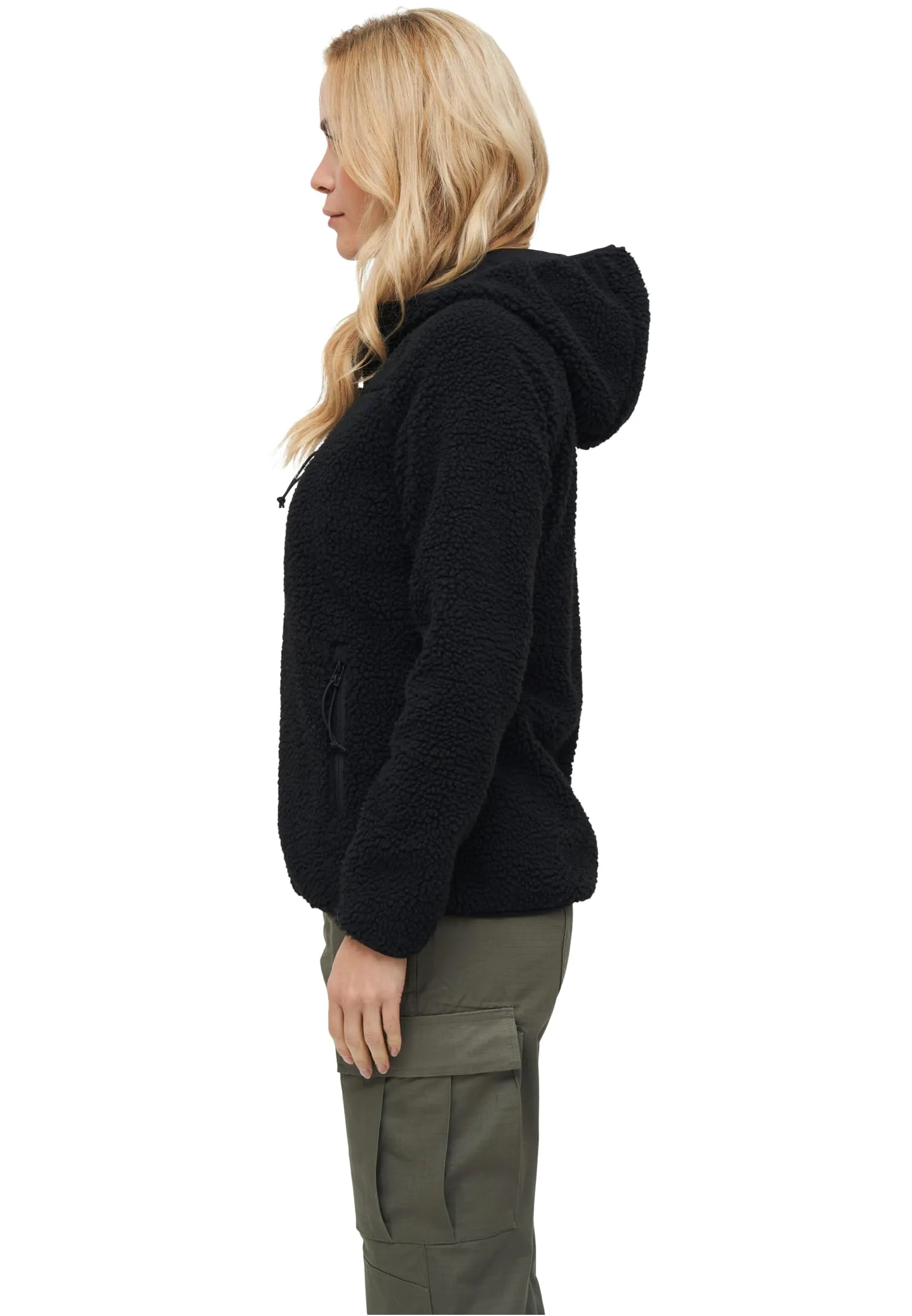 Brandit Women's Teddy Fleece Hoodie Jacket, Black, 3XL - immagine 4