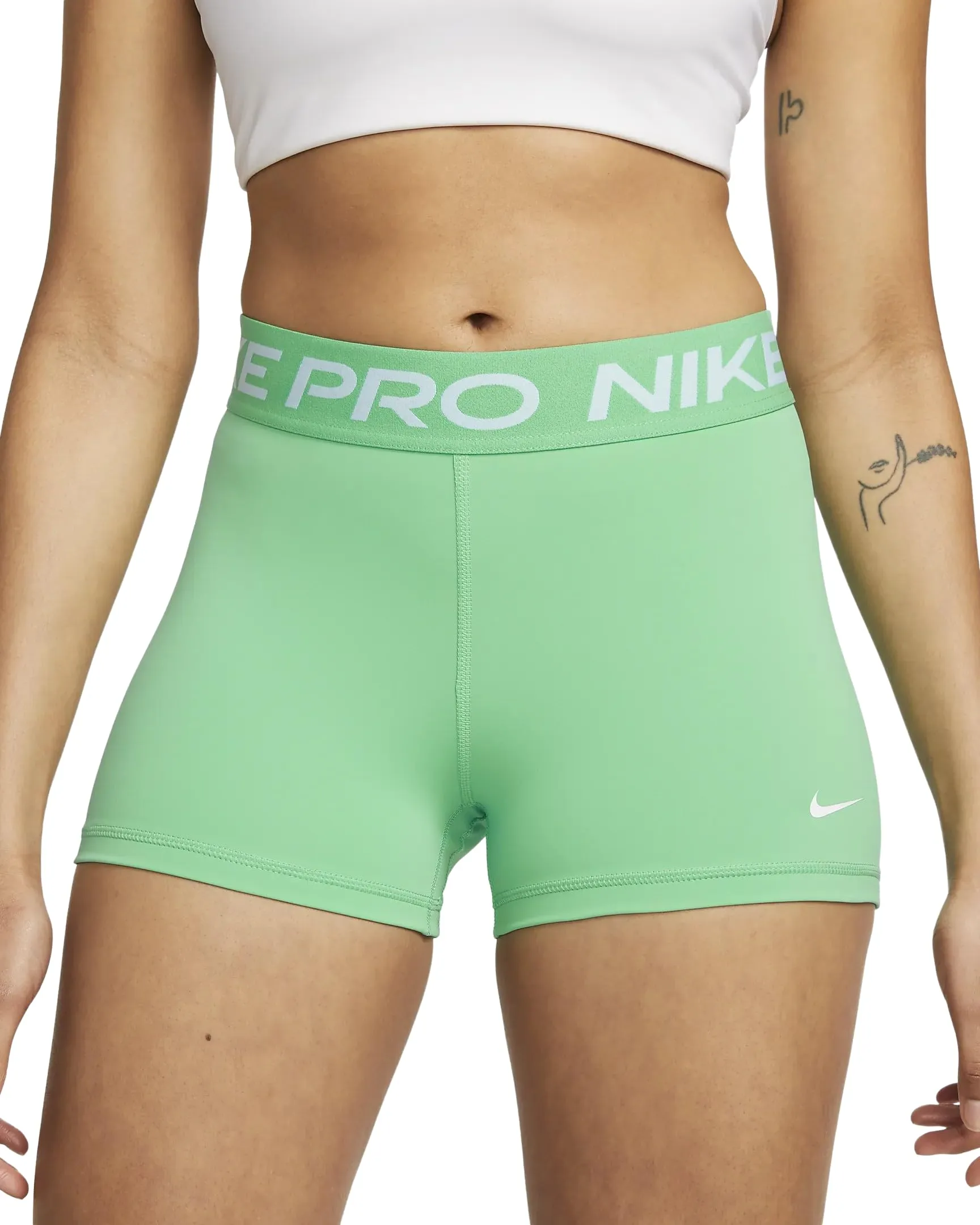 Nike Pro 3" Costume a Boxer, Verde Primavera/Bianco, L Donna - immagine 1