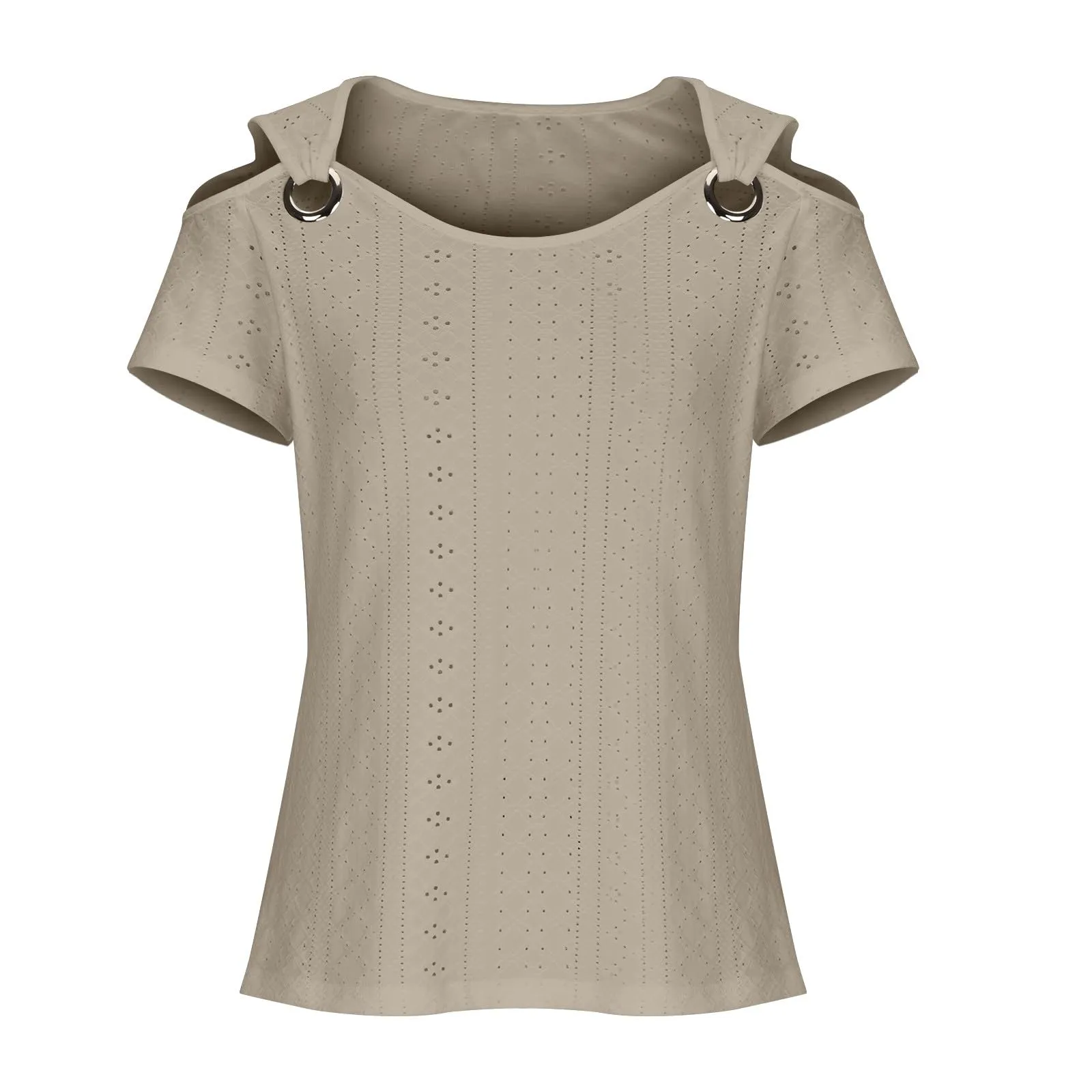 Uwdiohq Bluse Donna Eleganti Polo Manica Corta Top Bianco Camicia Estiva Chiffon Nera Maglia Elasticizzata - immagine 5