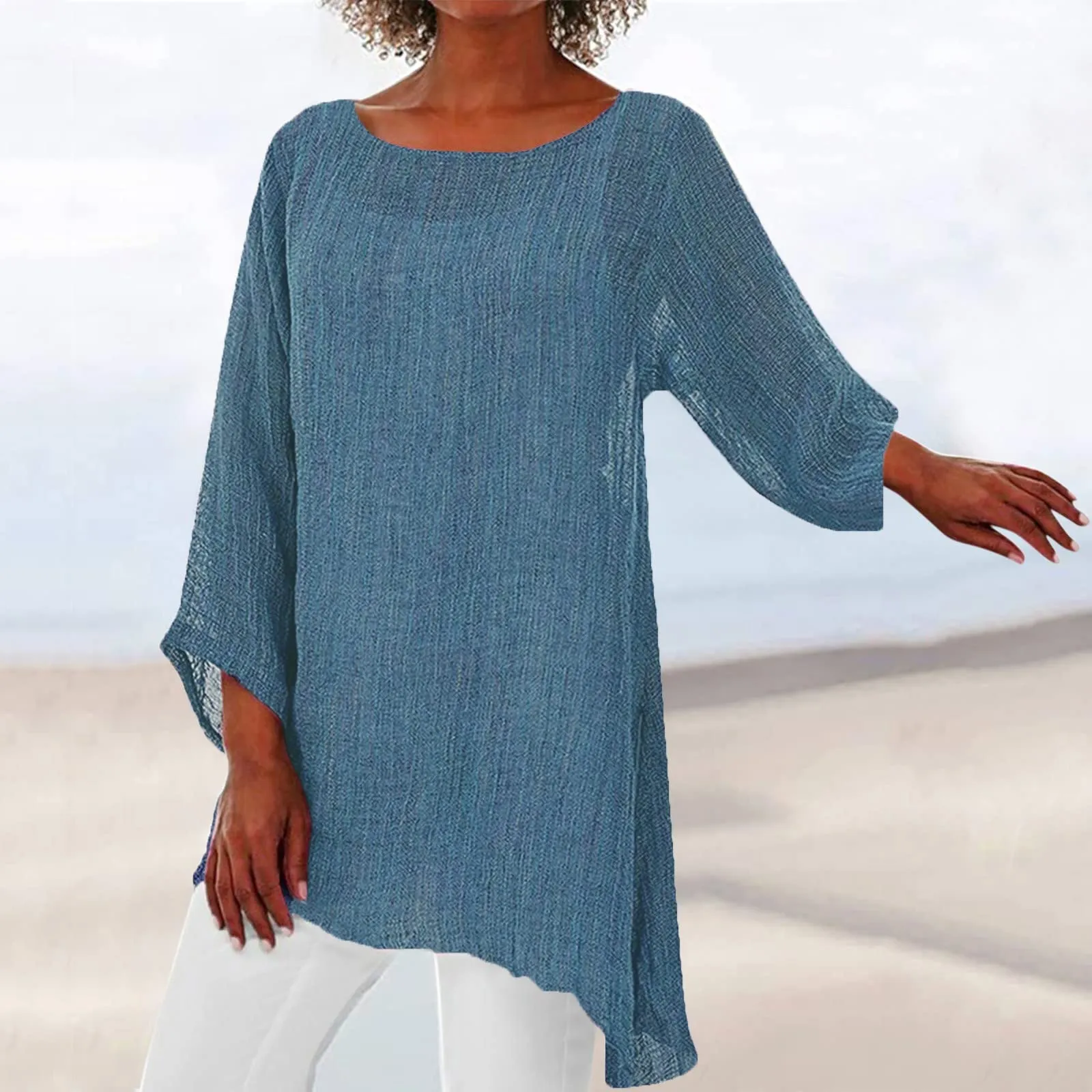 Uwdiohq Top e Bluse Eleganti per Donna, Maglia Maniche Corte Bianca Crop Top, Maglia Maniche Lunghe Verde Scuro, Blusa in Pizzo - immagine 2