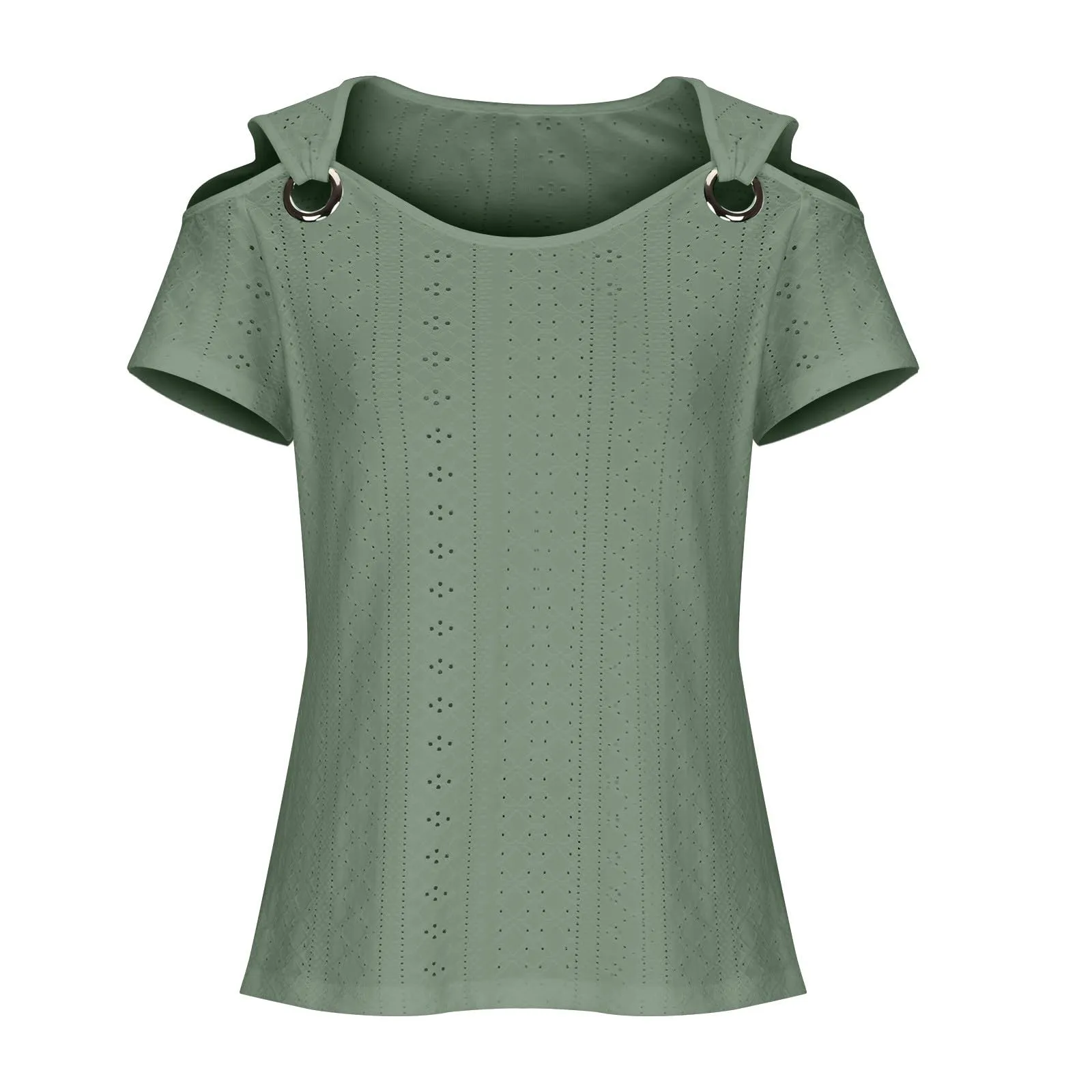 Uwdiohq Bluse Maglie Manica Corta Donna Top Corti Estivi Camicetta Elegante da Sera Verde Acqua - immagine 4