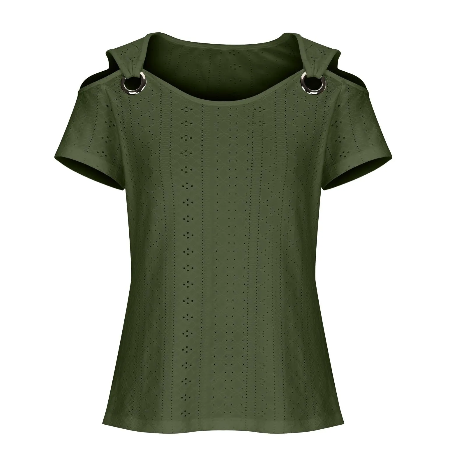 Uwdiohq Blusa Donna Estiva Elegante Verde Manica Corta Taglia 60 - immagine 3