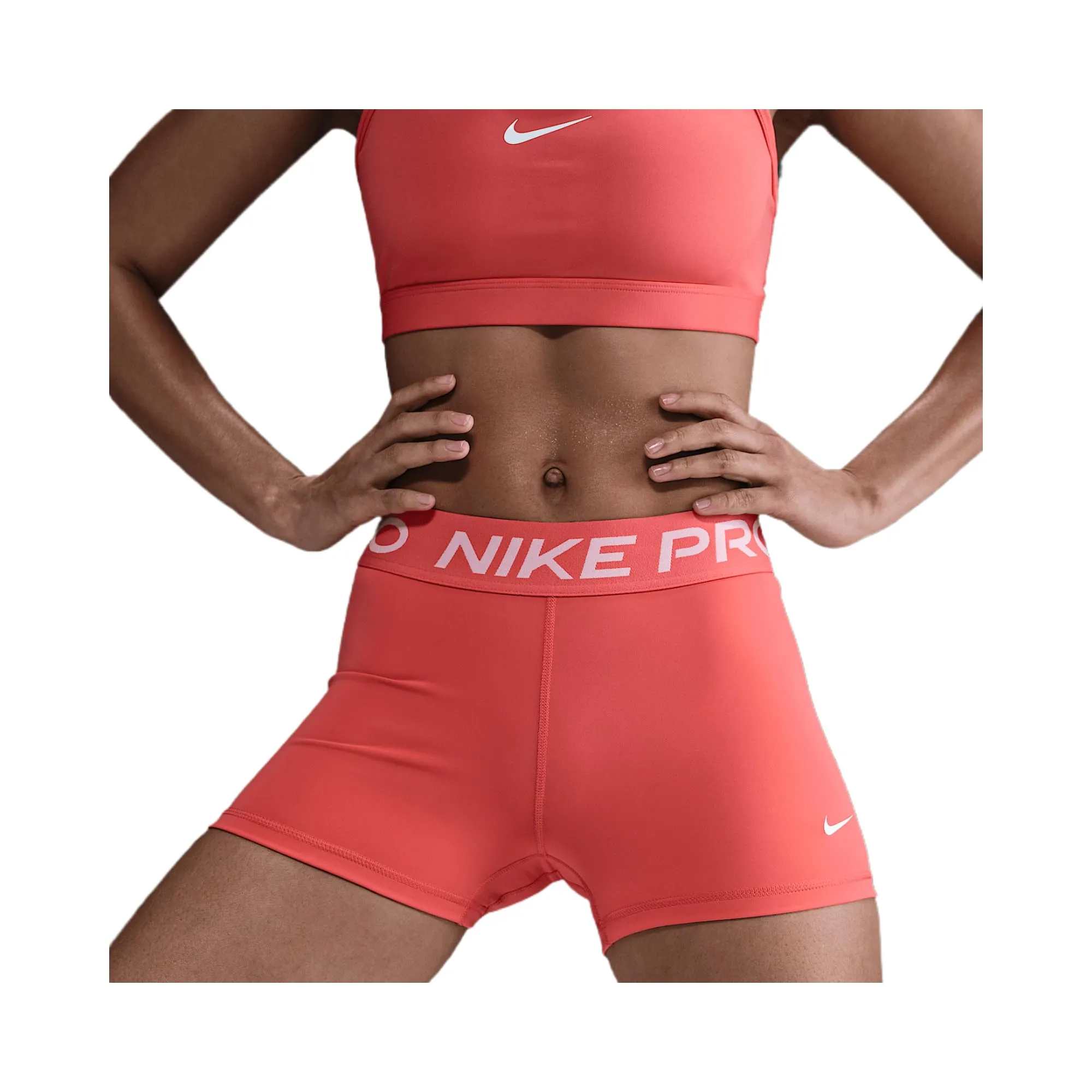 Nike Pro 3" Pantaloncini da Donna - Magic Ember/Bianco/Bianco, XS - immagine 1