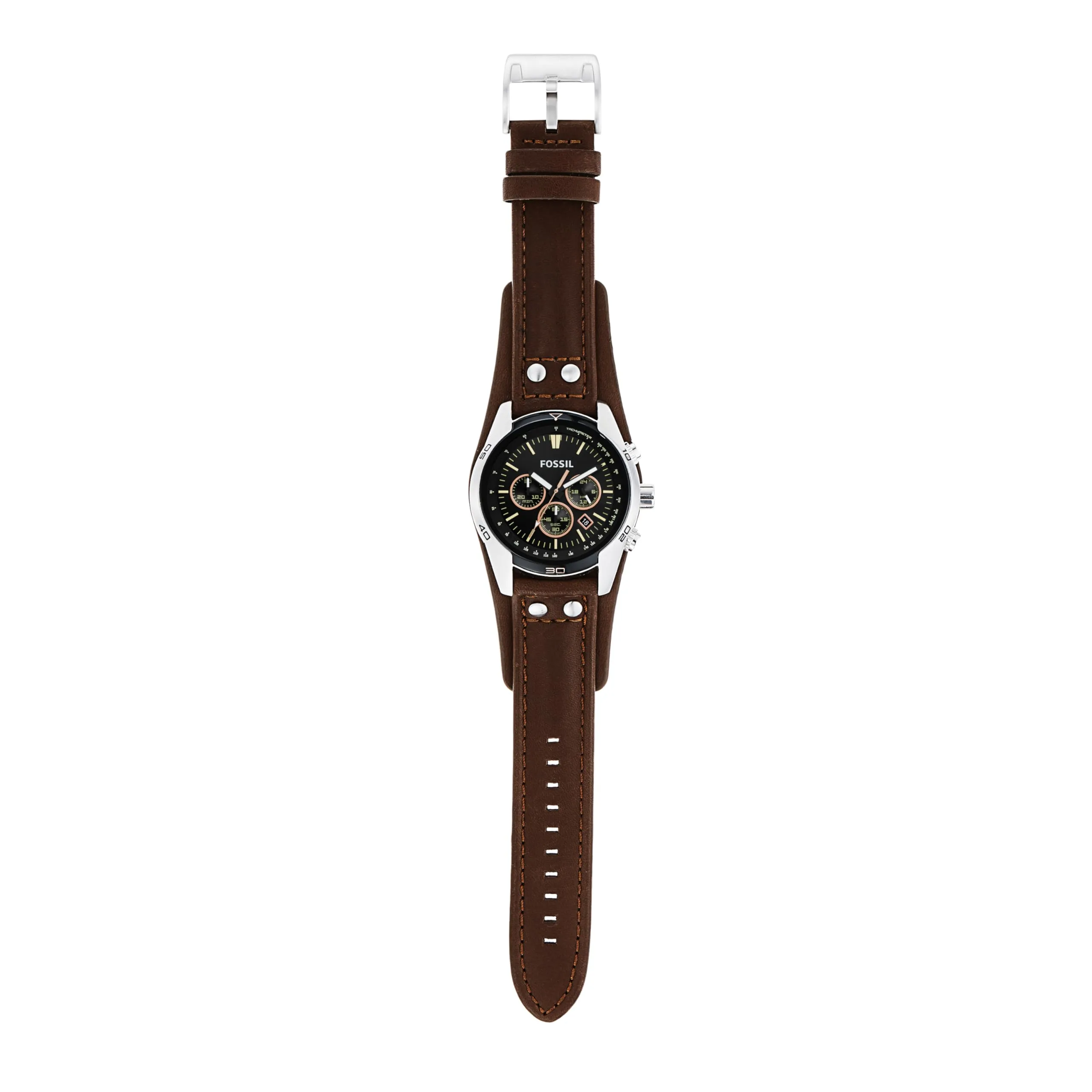 Fossil Coachman Orologio Uomo Cronografo Acciaio Inossidabile 44mm Cinturino Pelle Nero CH2891 - immagine 4