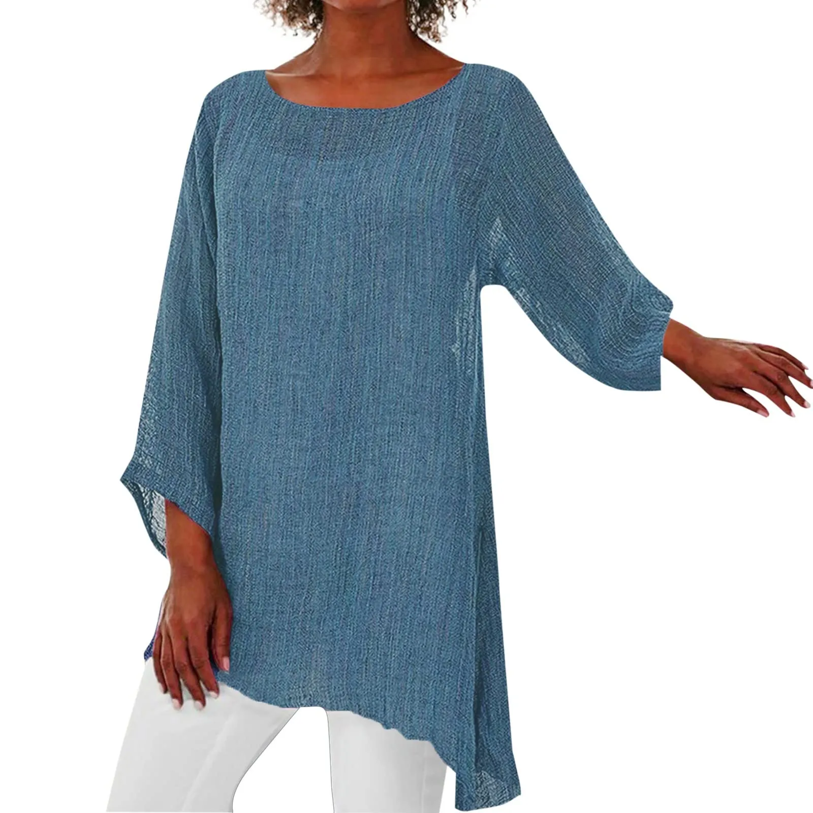 Uwdiohq Blusa Donna Elegante Bianca Maniche Corte in Seta e Pizzo Sangallo - immagine 1