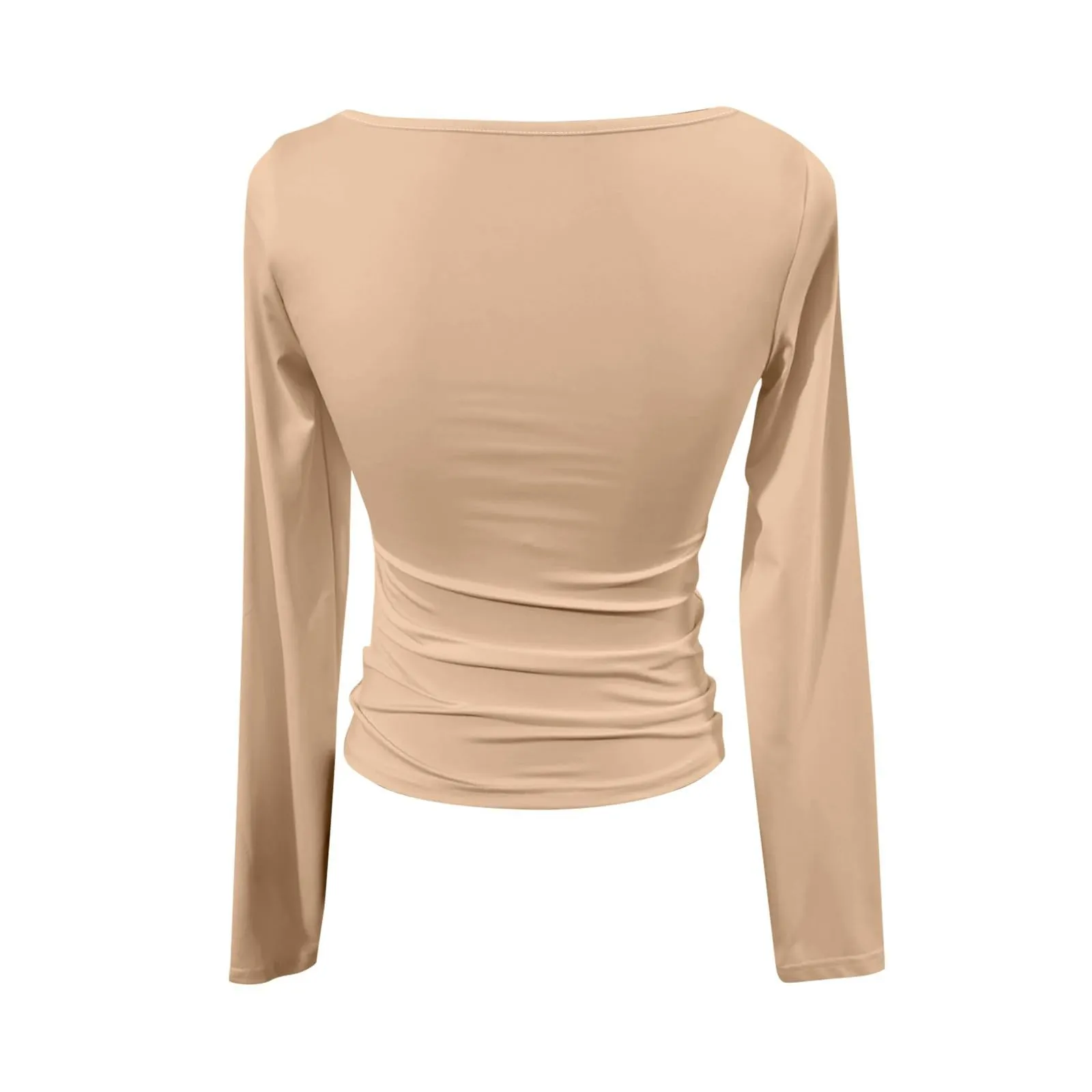 MOKBAY Maglia Donna Slim Fit Manica Lunga Tinta Unita Arancione XS - immagine 5