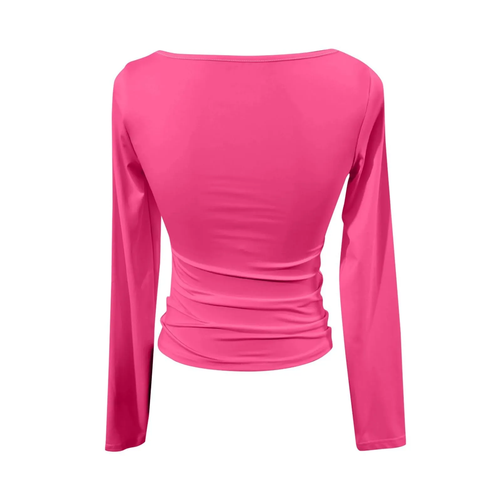 MOKBAY Maglia Donna Manica Lunga in Cotone Slim Fit Tinta Unita Bianco S - immagine 4
