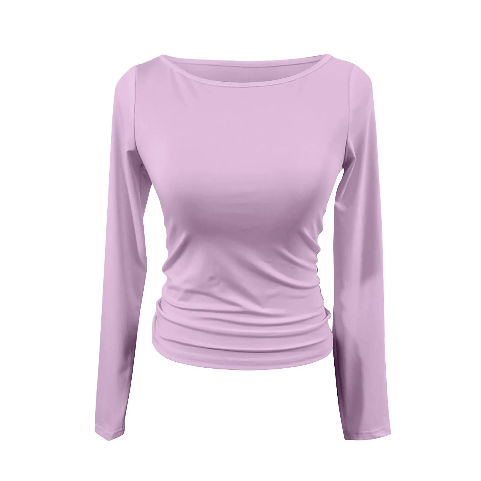 MOKBAY Maglia Donna Slim Fit Manica Lunga Tinta Unita, S - immagine 5
