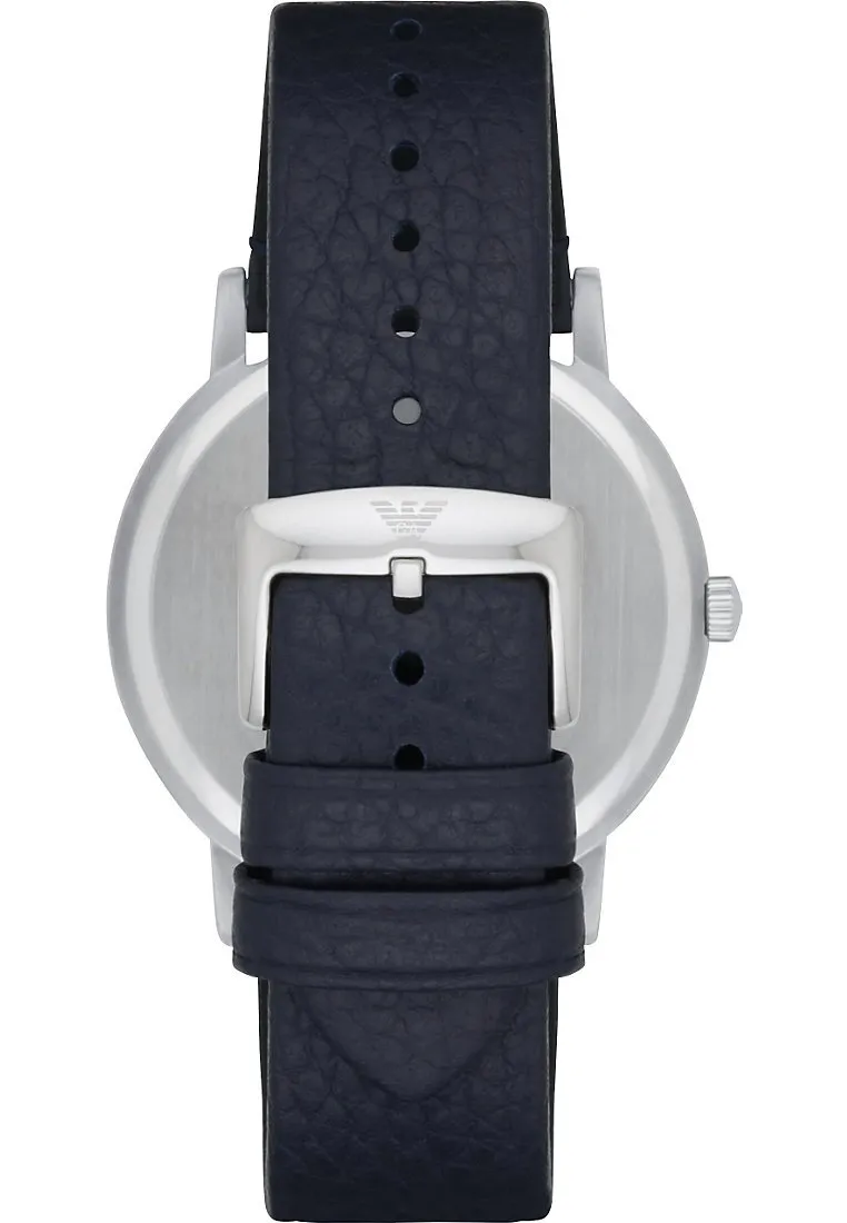 Emporio Armani AR11012 Orologio Uomo, Cassa in Acciaio Inossidabile 41 mm, Cinturino in Pelle Blu - immagine 2