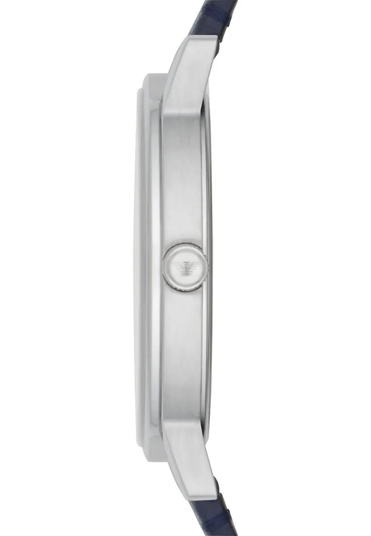 Emporio Armani AR11012 Orologio Uomo, Cassa in Acciaio Inossidabile 41 mm, Cinturino in Pelle Blu - immagine 3