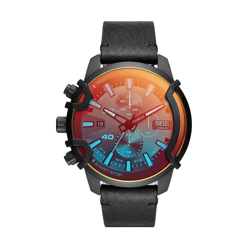 Diesel Griffed Cronografo da Uomo DZ4519, Cassa in Acciaio Inossidabile Nero 46 mm, Cinturino in Pelle - immagine 1