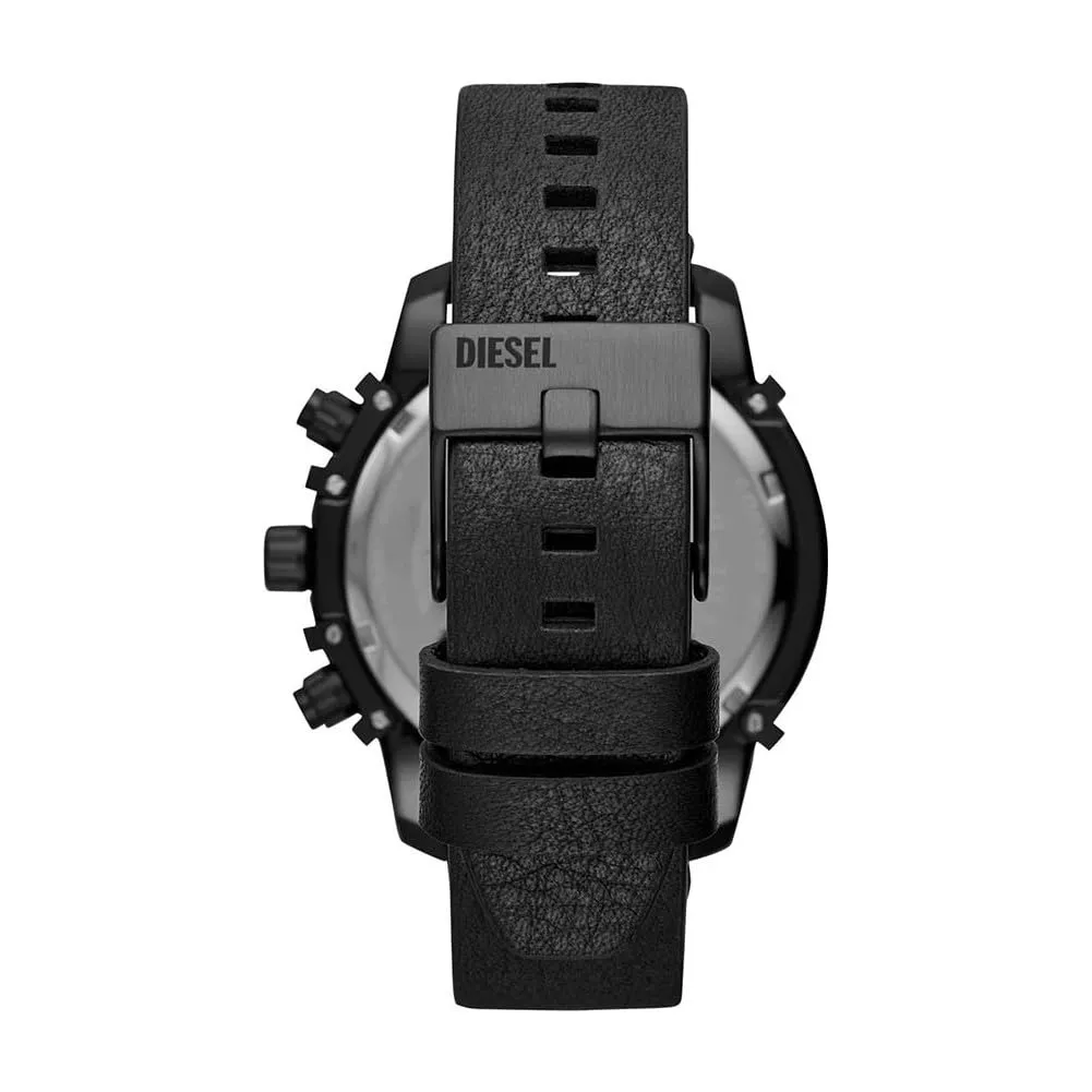 Diesel Griffed Cronografo da Uomo DZ4519, Cassa in Acciaio Inossidabile Nero 46 mm, Cinturino in Pelle - immagine 2