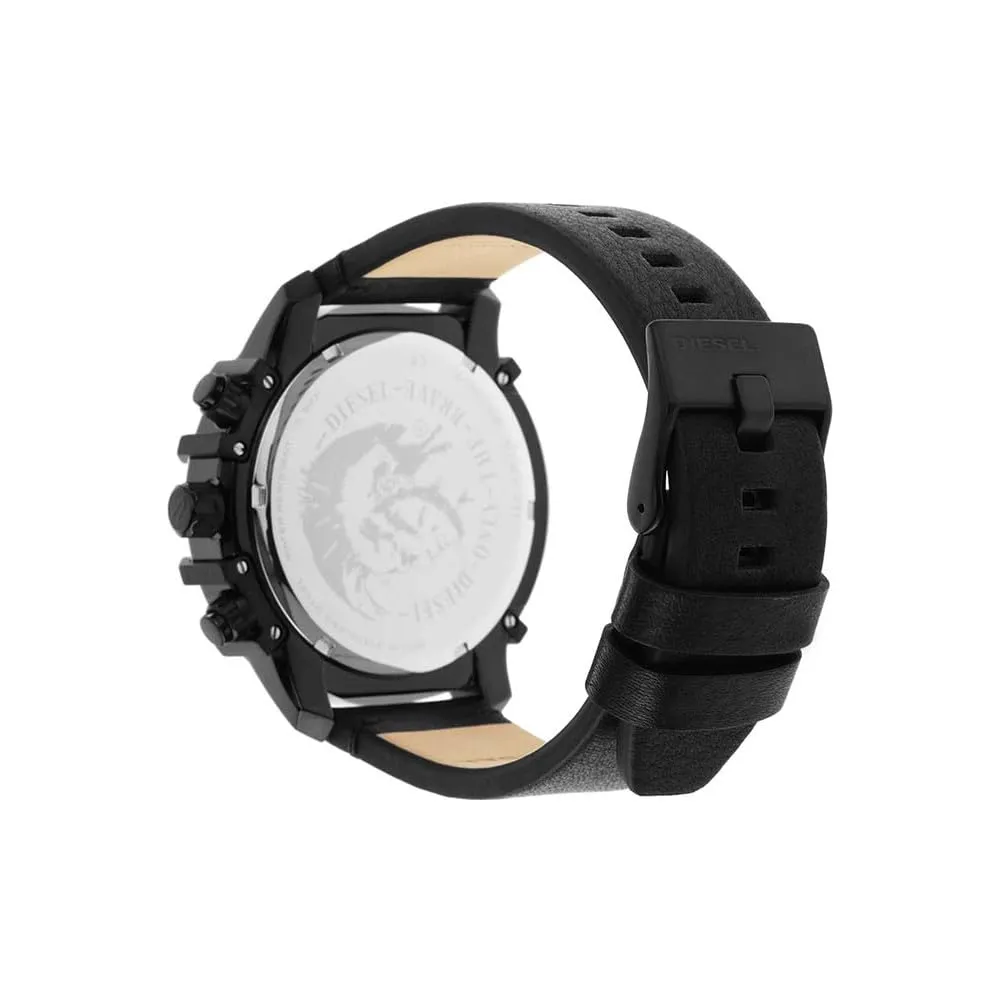 Diesel Griffed Cronografo da Uomo DZ4519, Cassa in Acciaio Inossidabile Nero 46 mm, Cinturino in Pelle - immagine 3