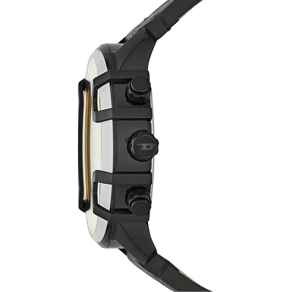 Diesel Griffed Cronografo da Uomo DZ4519, Cassa in Acciaio Inossidabile Nero 46 mm, Cinturino in Pelle - immagine 5