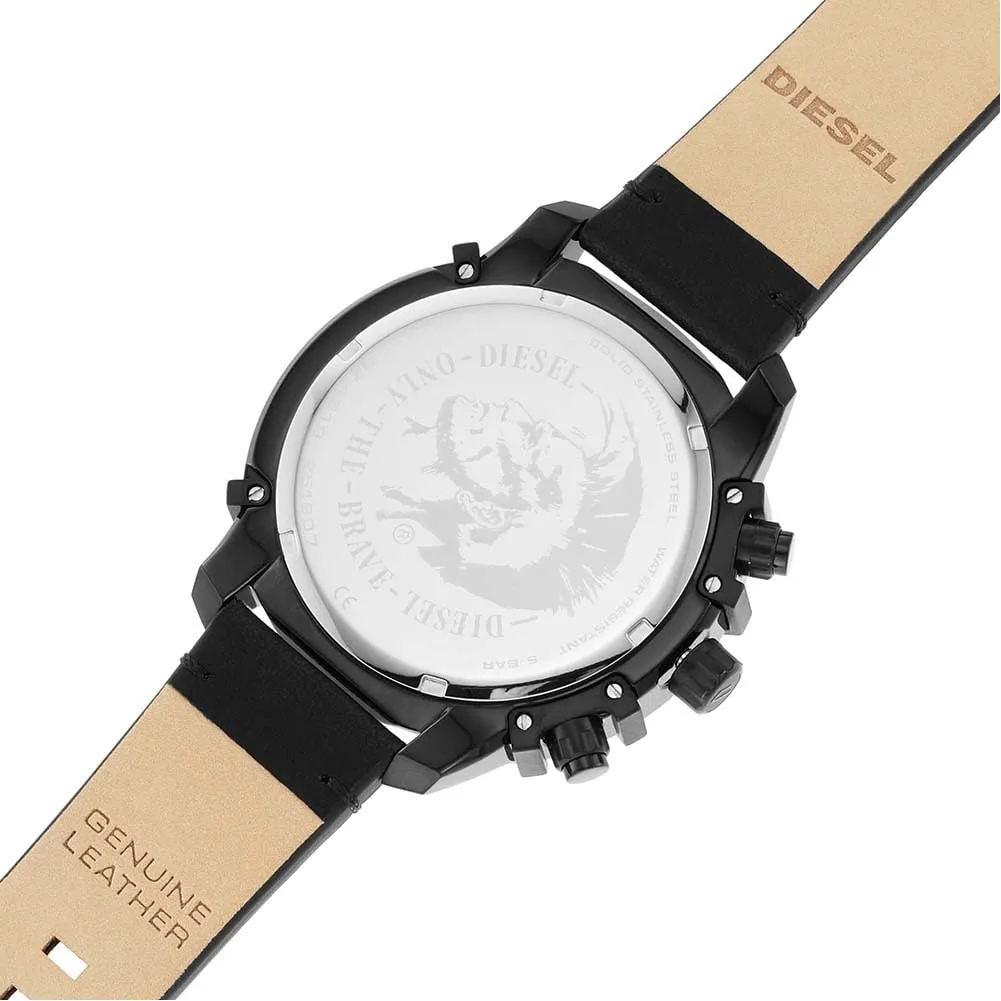 Diesel Griffed Cronografo da Uomo DZ4519, Cassa in Acciaio Inossidabile Nero 46 mm, Cinturino in Pelle - immagine 8