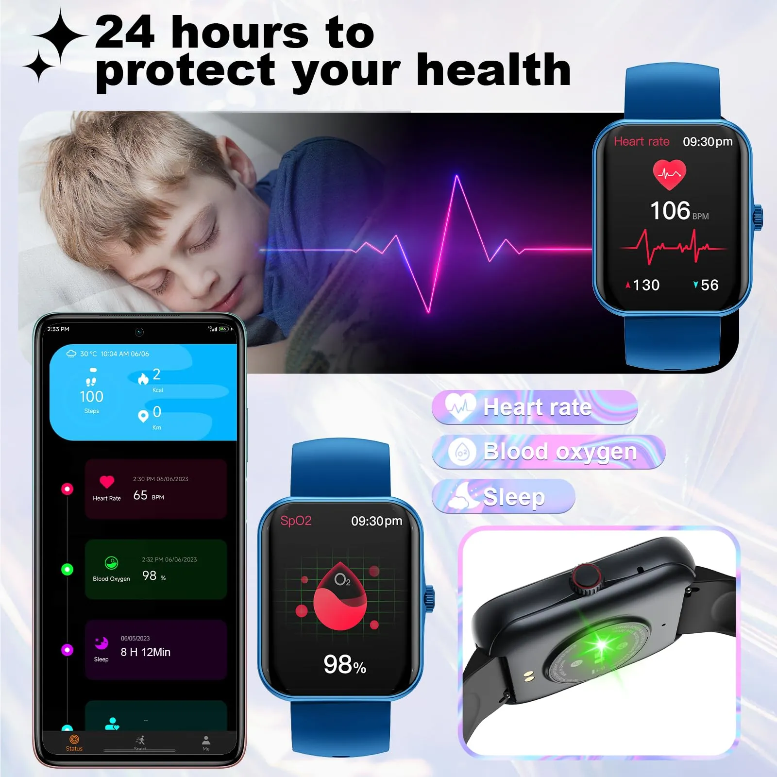 PTHTECHUS Smartwatch per Bambini 1.83" con Contapassi, Bluetooth, 25 Modalità Sportive e Fitness Tracker per Ragazzi e Ragazze 8-16 Anni - immagine 3