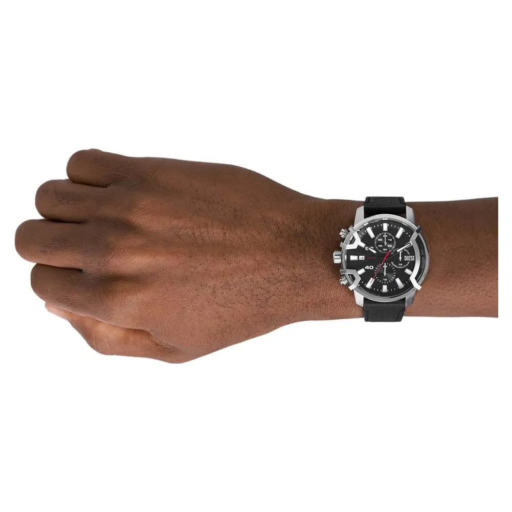 Diesel Griffed Orologio Cronografo da Uomo, Acciaio Inossidabile 42 mm, Cinturino in Pelle, DZ4603 - immagine 5