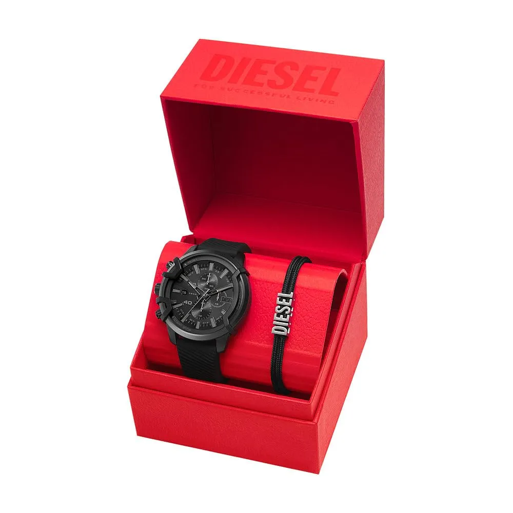 Diesel Griffed Orologio da Uomo Cronografo in Acciaio Inossidabile, Cassa 48 mm, Nero DZ4650SET - immagine 5