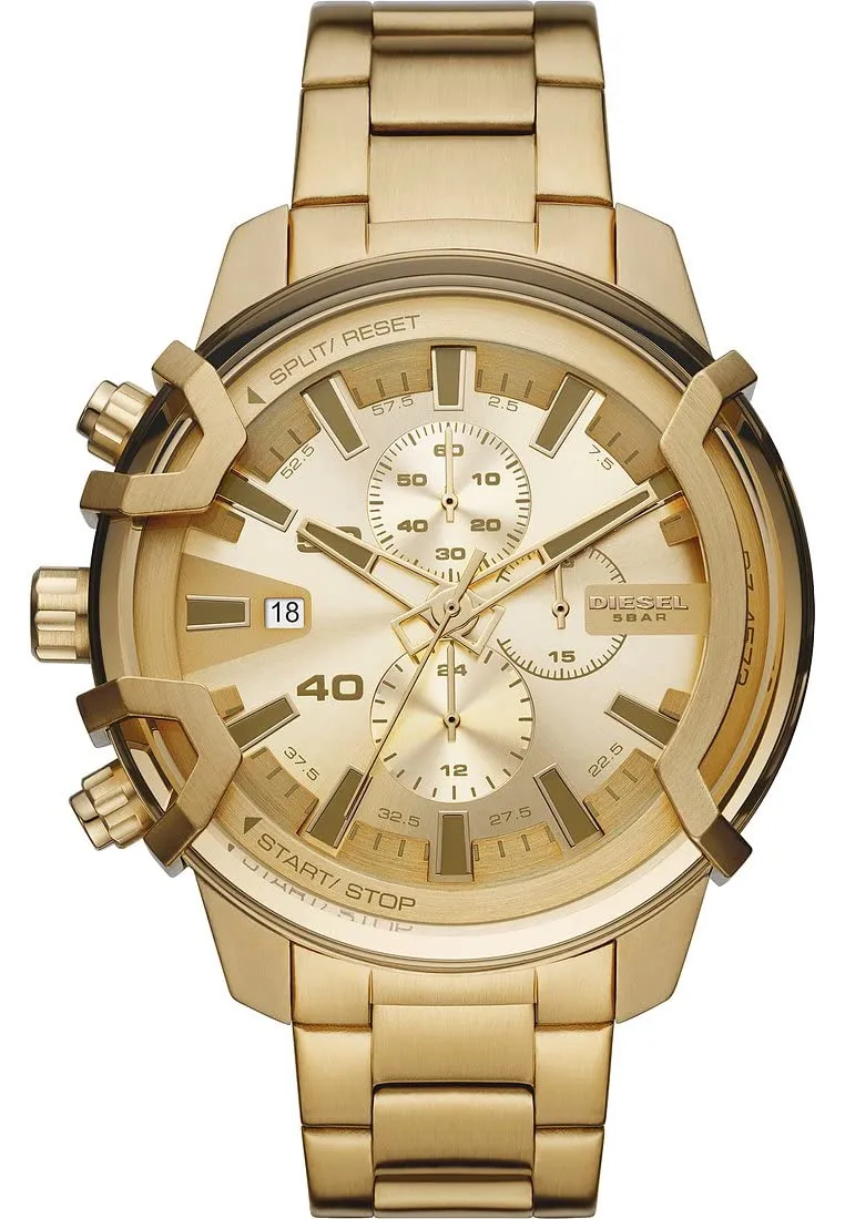 Diesel Griffed Cronografo da Uomo, Acciaio Inossidabile Placcato Oro, 48 mm, DZ4573 - immagine 1