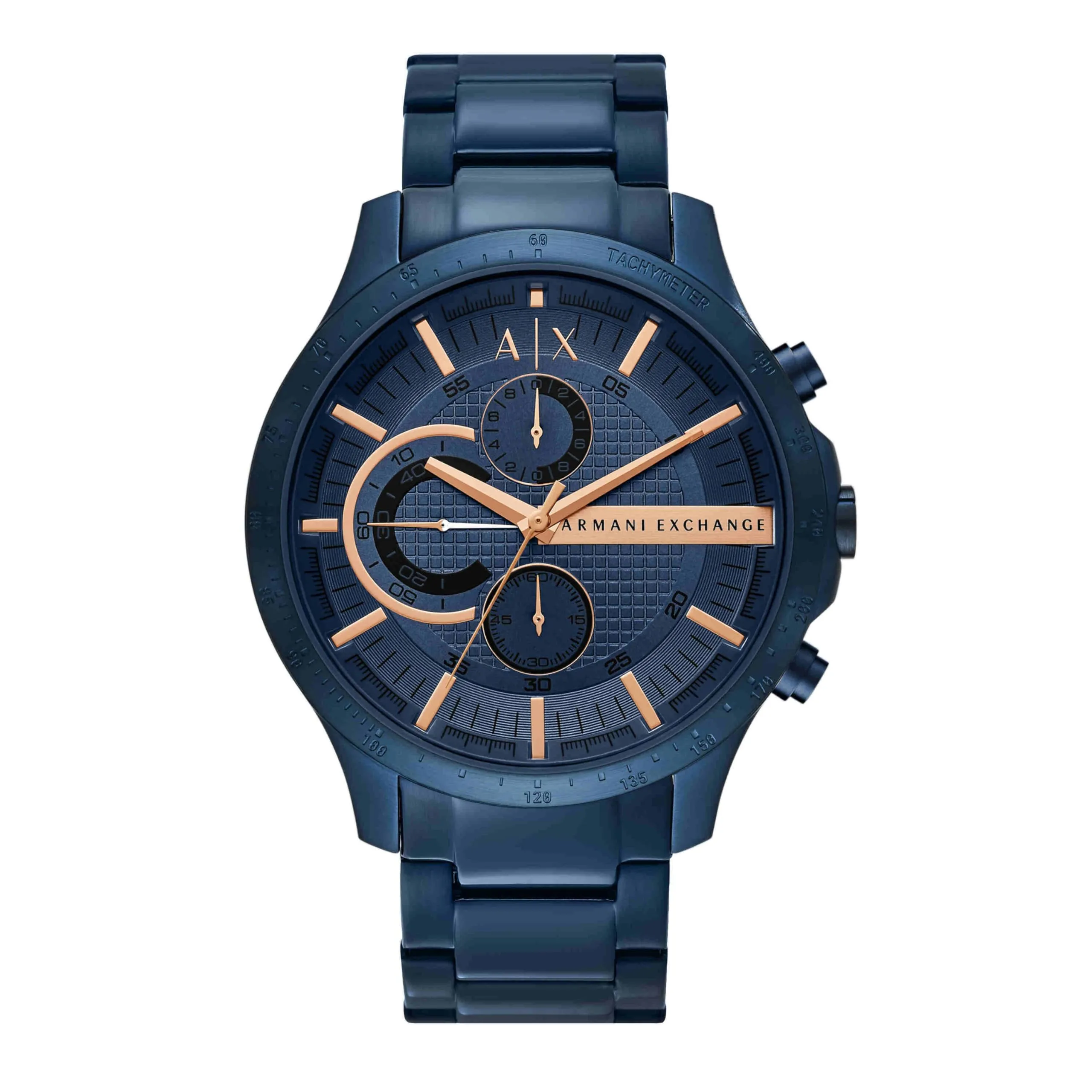 Armani Exchange AX2430 Orologio Cronografo da Uomo, Cassa 46mm, Acciaio Inossidabile, Blu Scuro - immagine 1