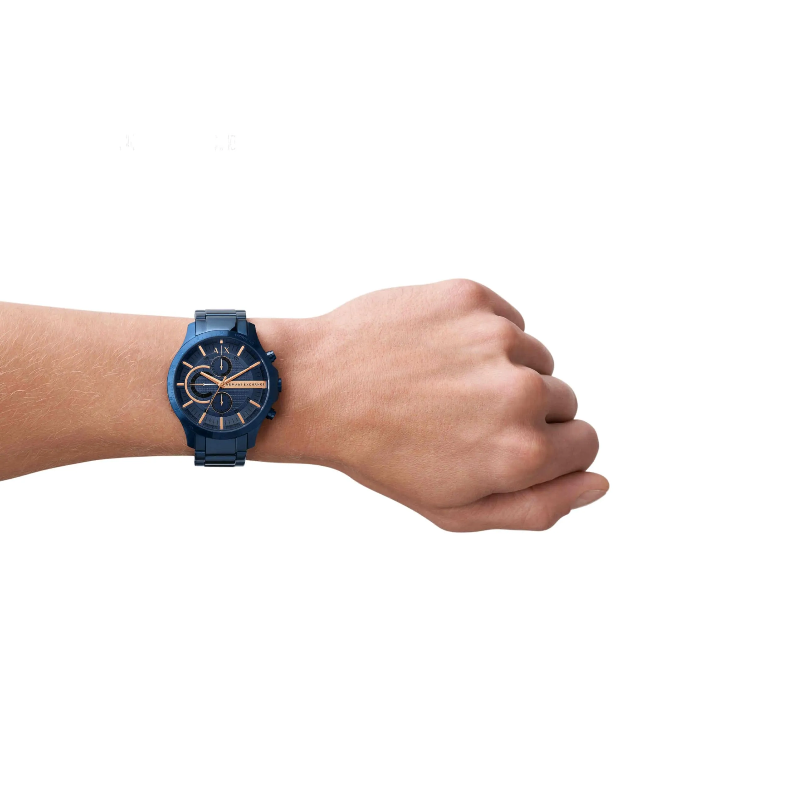 Armani Exchange AX2430 Orologio Cronografo da Uomo, Cassa 46mm, Acciaio Inossidabile, Blu Scuro - immagine 2