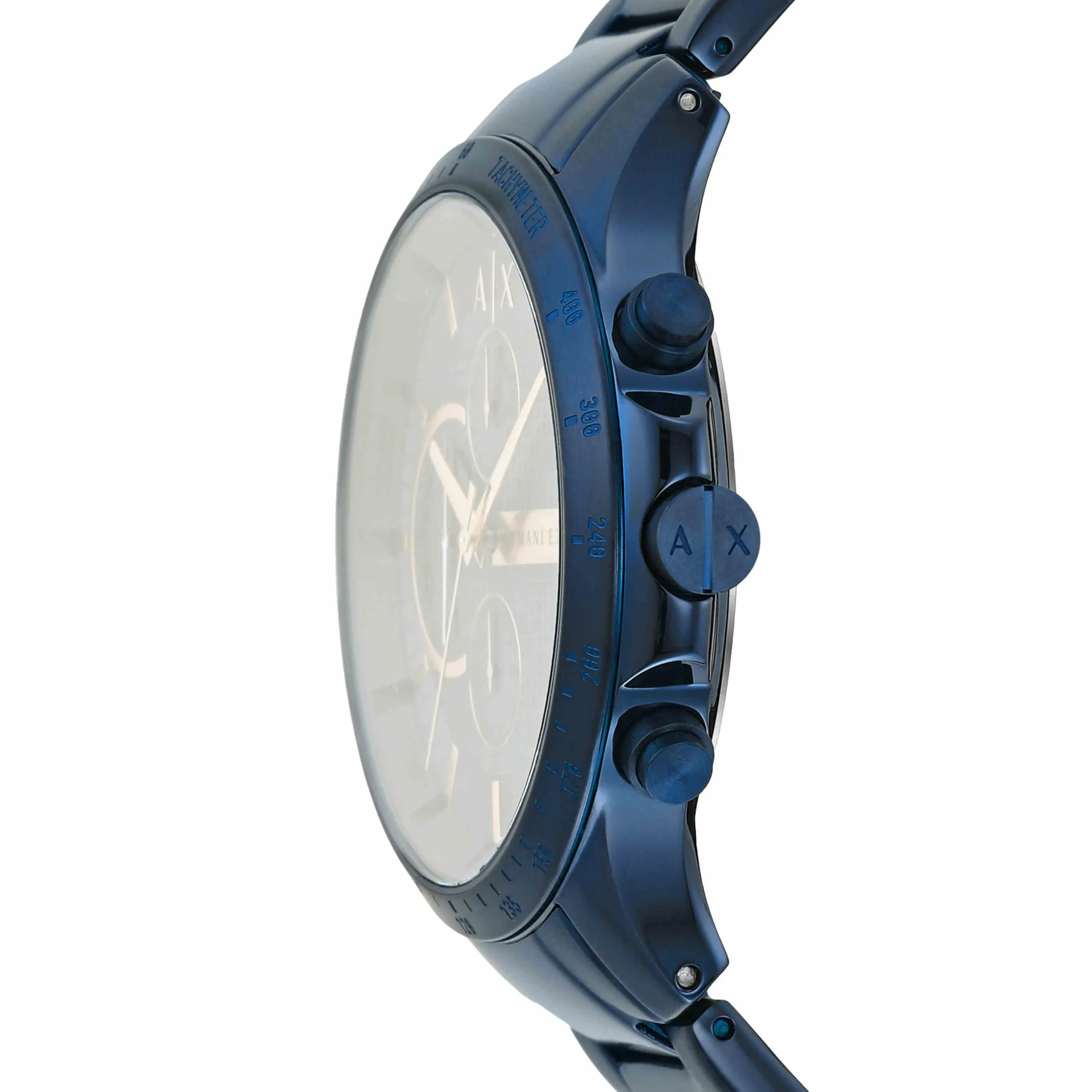 Armani Exchange AX2430 Orologio Cronografo da Uomo, Cassa 46mm, Acciaio Inossidabile, Blu Scuro - immagine 3