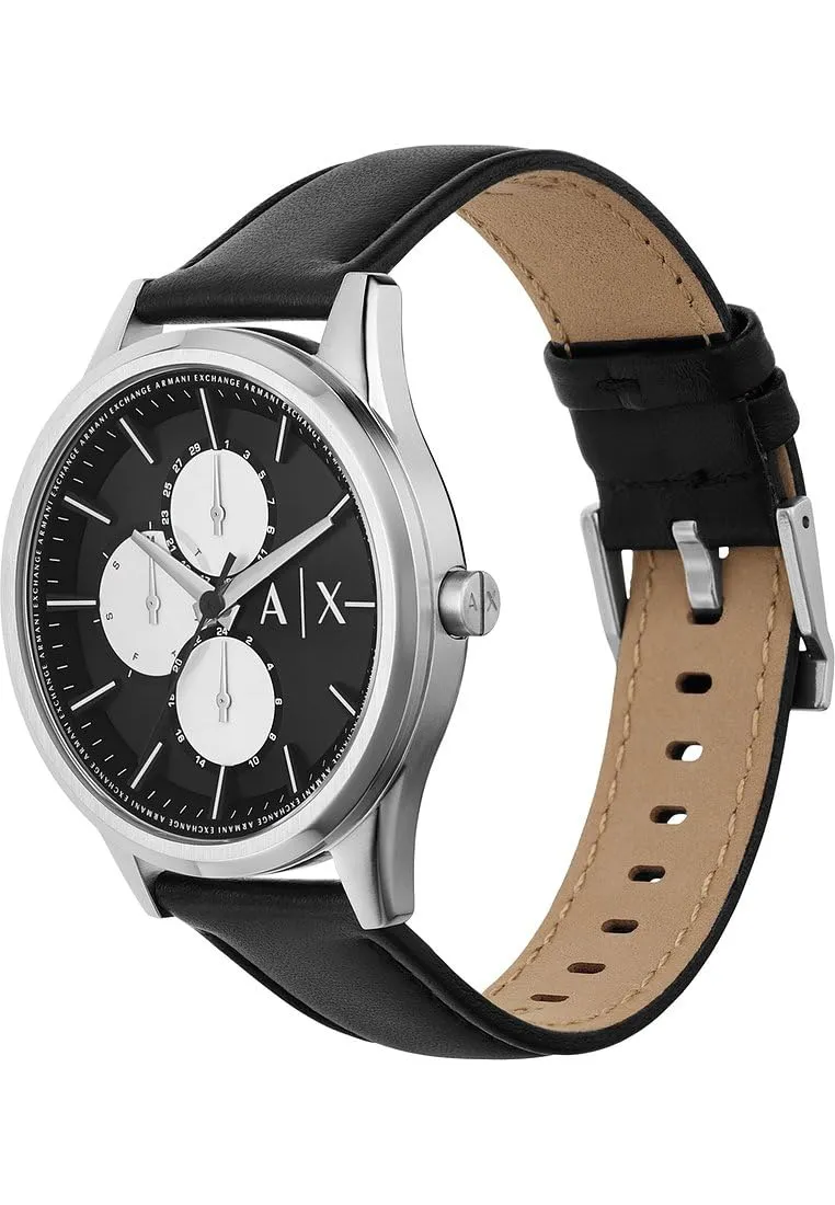 Armani Exchange AX1872 Orologio da Uomo, Quarzo Multifunzione, Cassa 42 mm, Cinturino in Pelle, Grigio Chiaro e Nero - immagine 2