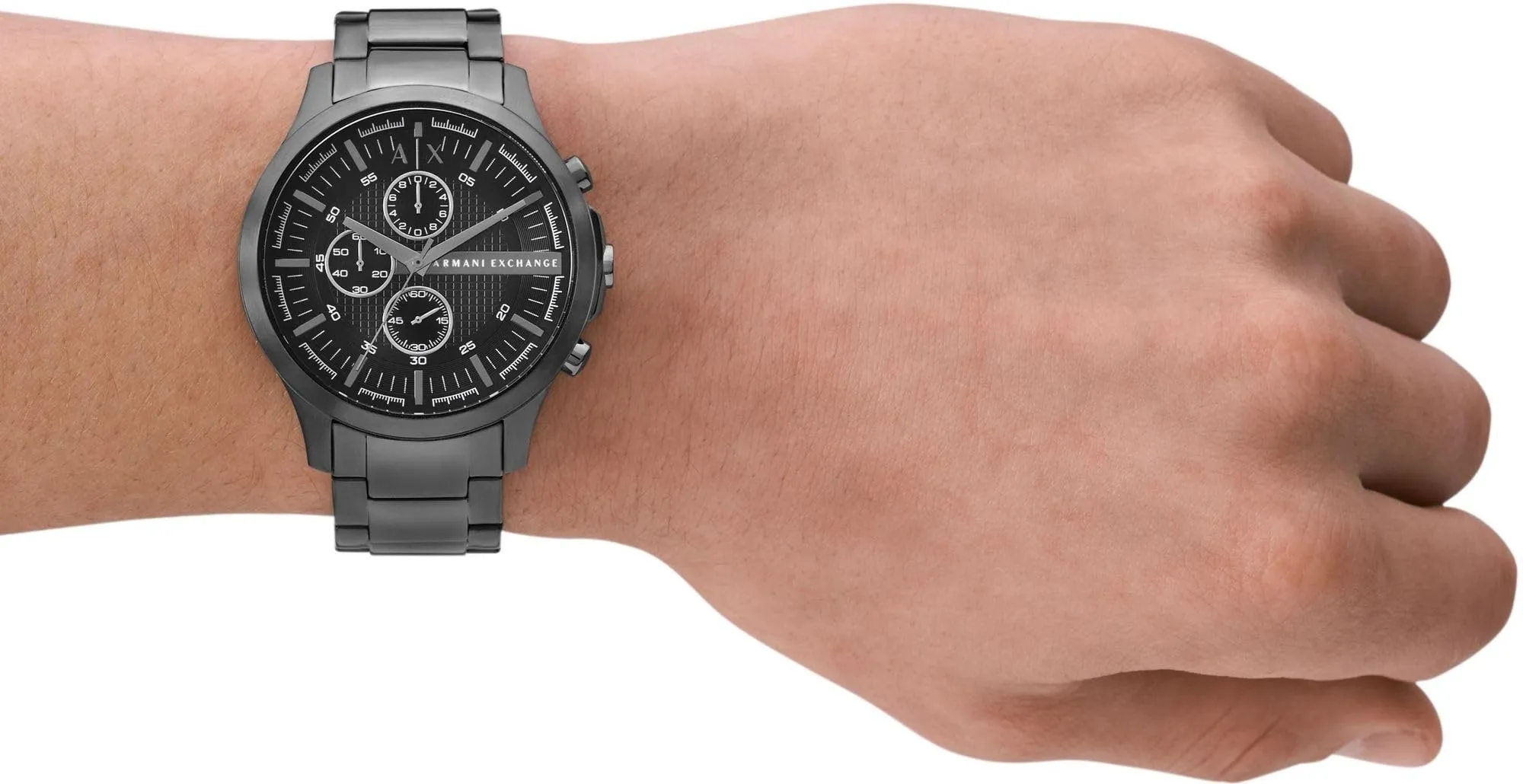 Armani Exchange AX2454 Orologio Cronografo da Uomo 46mm in Acciaio Grigio Scuro e Nero - immagine 5