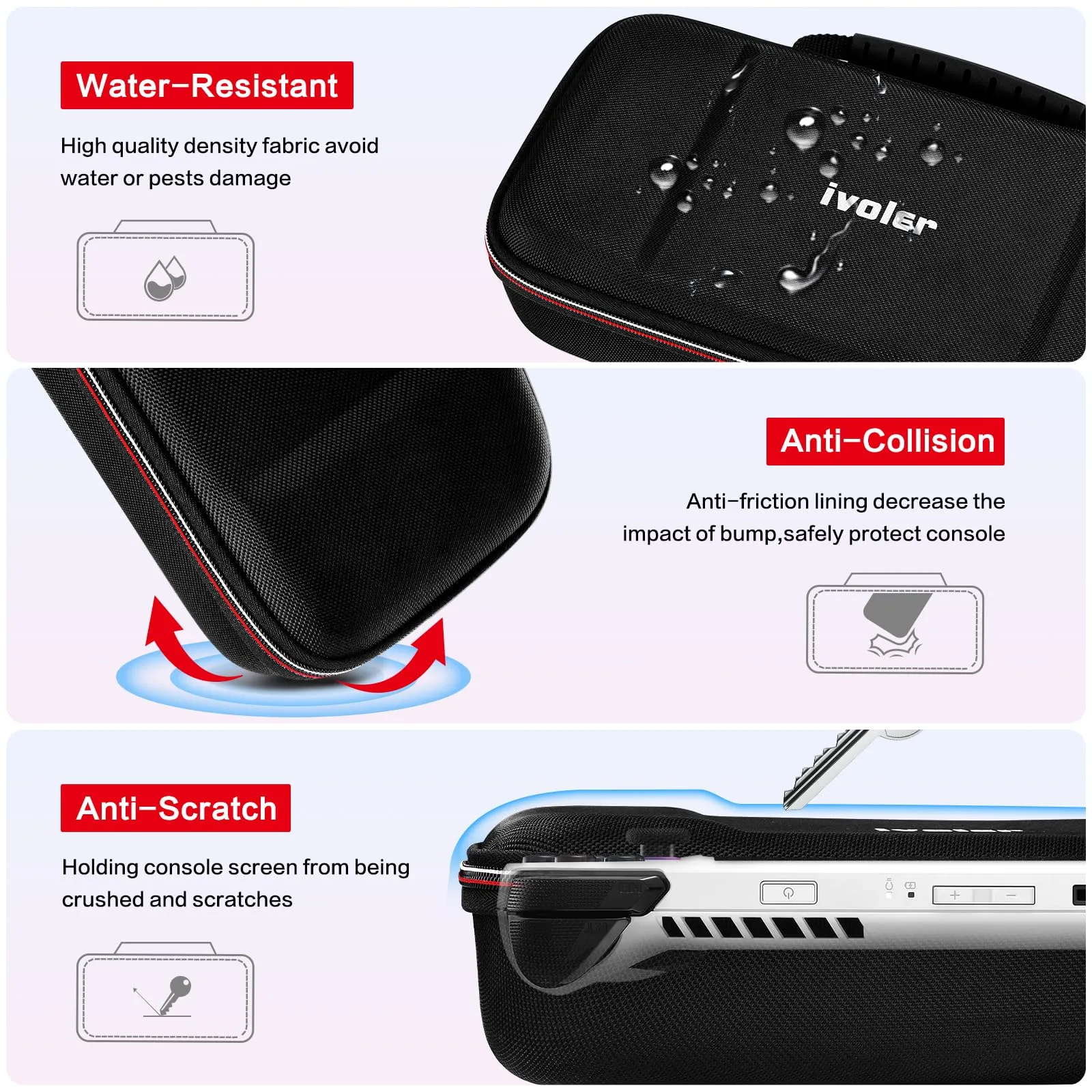 iVoler Custodia protettiva rigida per ASUS ROG Ally X / ASUS ROG Ally / Nintendo Switch 2, Nero - immagine 6