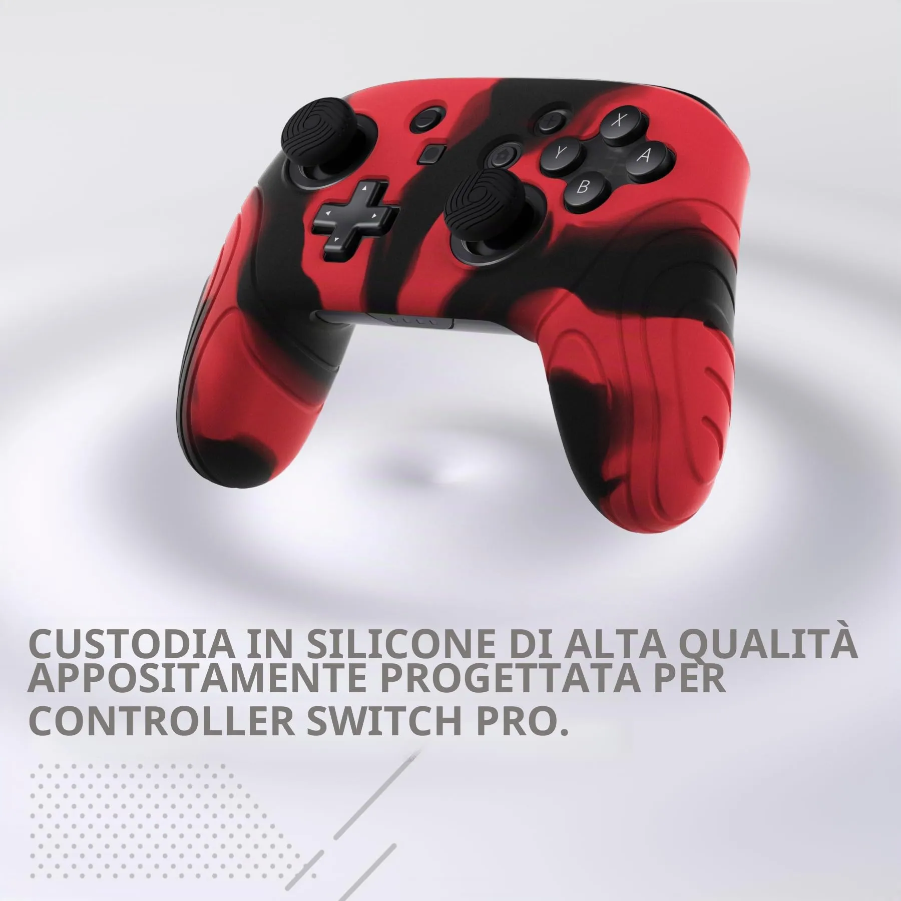 playvital Cover for Nintendo Switch Pro Controller, Nero Rosso - immagine 3