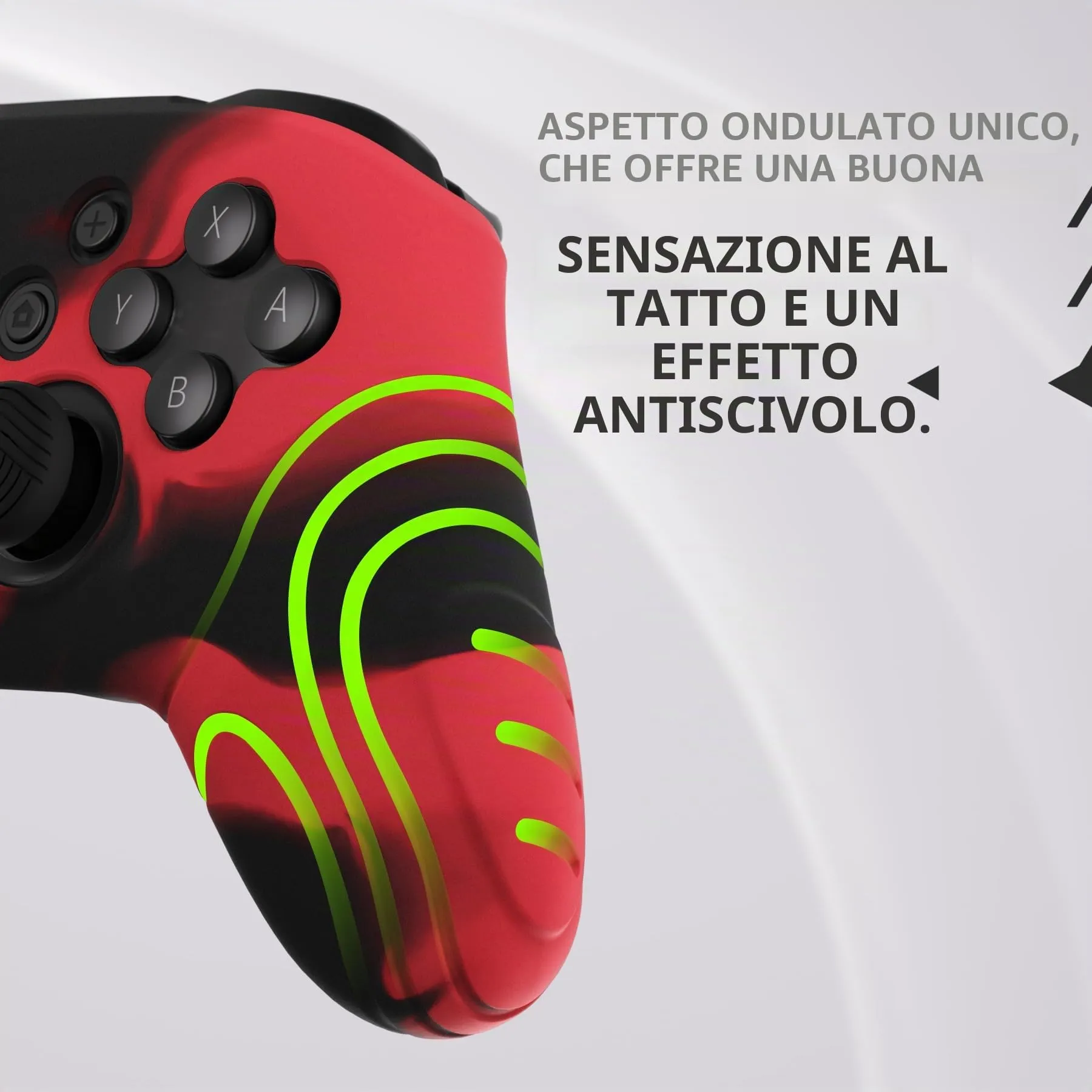 playvital Cover for Nintendo Switch Pro Controller, Nero Rosso - immagine 4