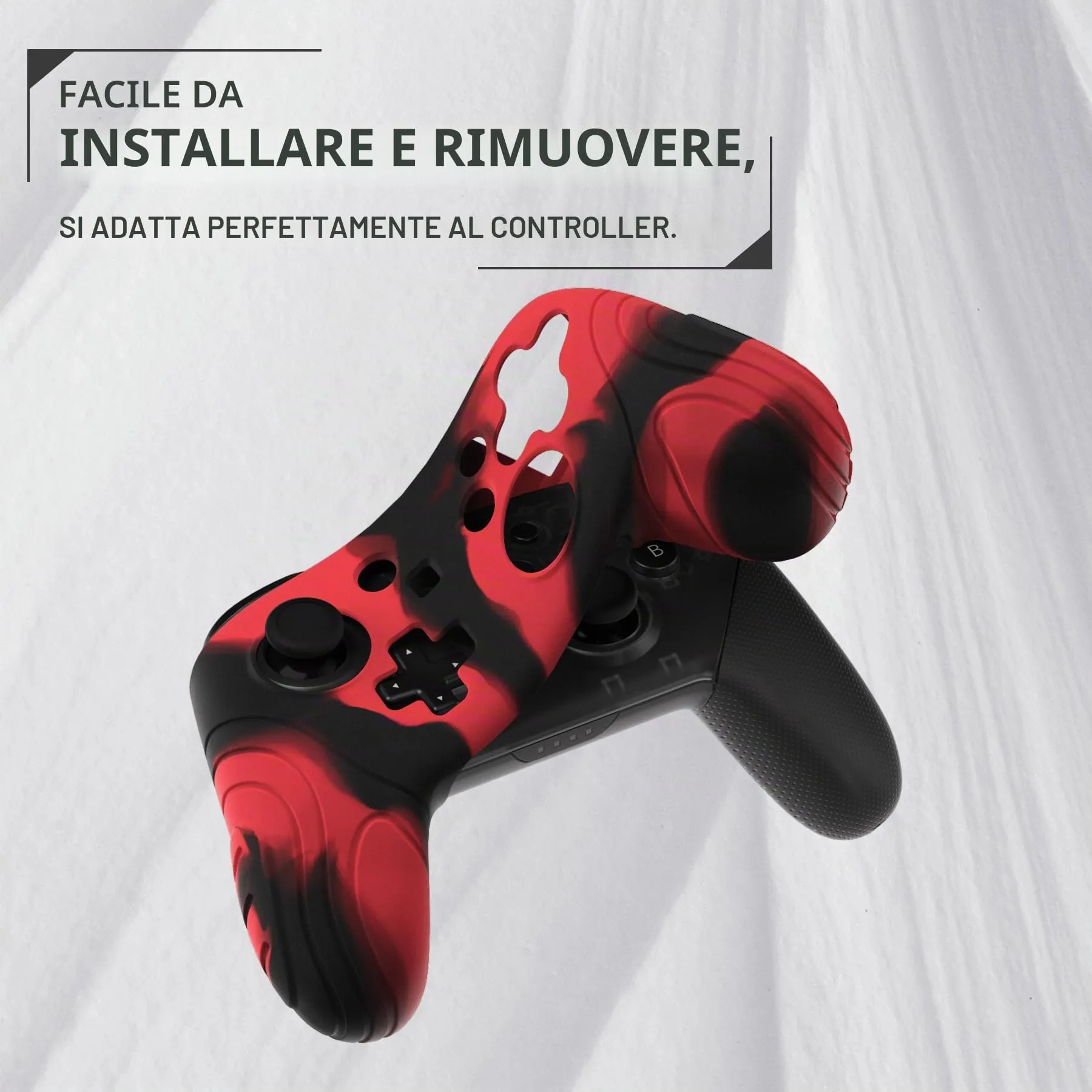 playvital Cover for Nintendo Switch Pro Controller, Nero Rosso - immagine 5