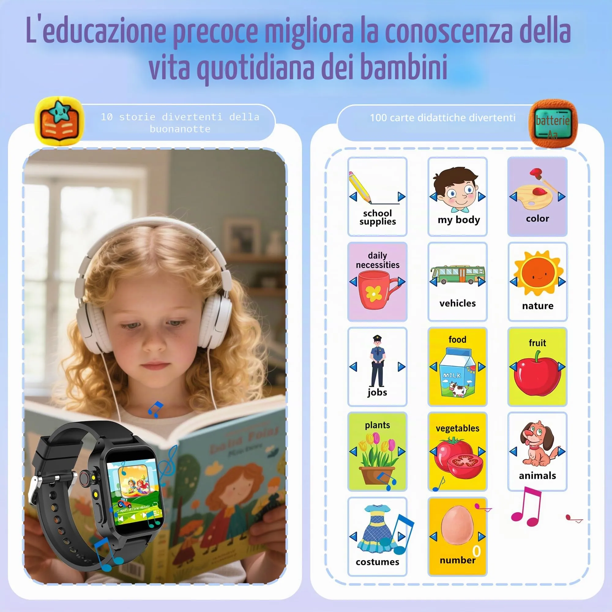 Moikmlih Smartwatch per Bambini e Bambine con 32 Giochi, Fotocamera, 3 Modalità Sportive, Contapassi, Audiobook e Sveglia - immagine 4