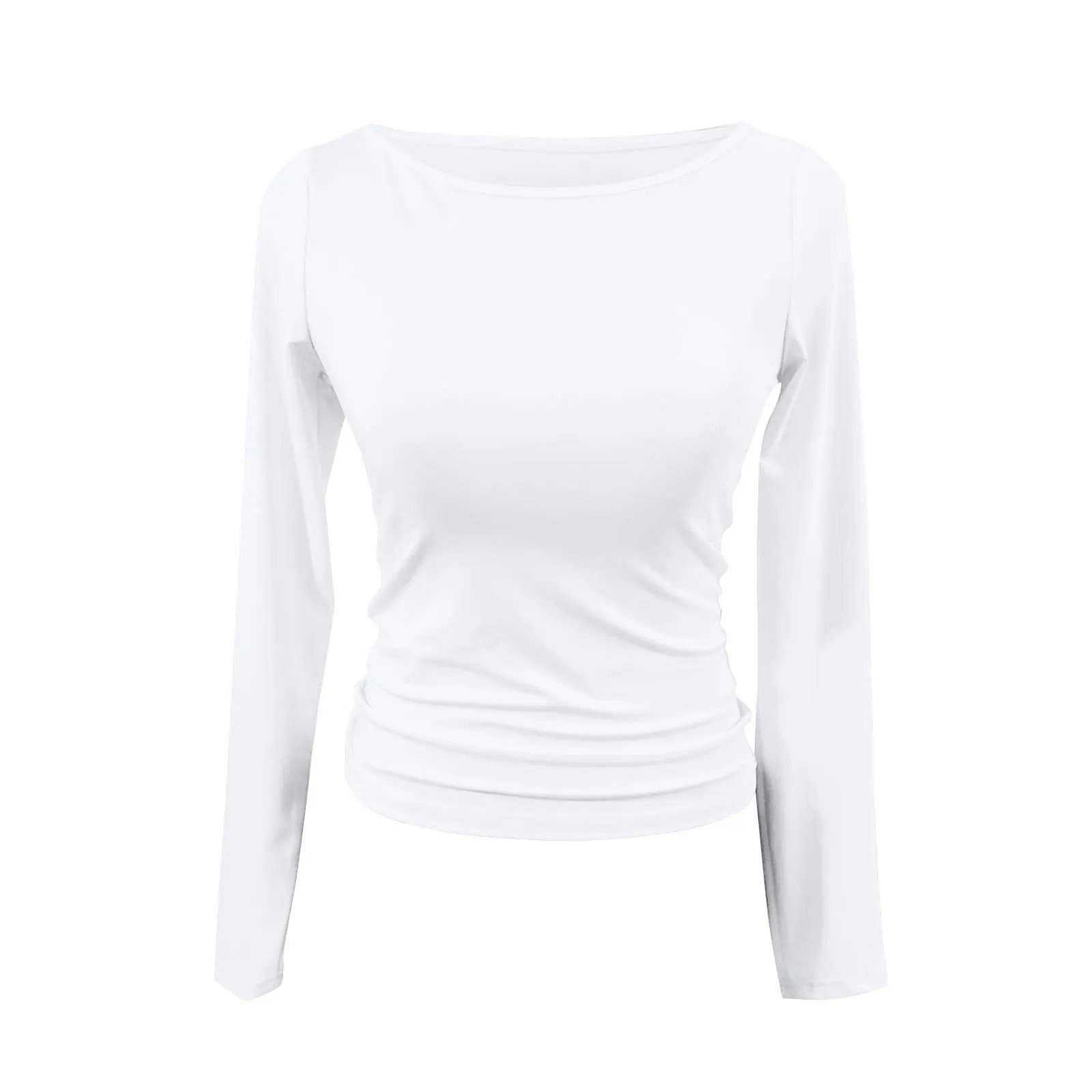 MOKBAY Maglia Donna Manica Lunga Slim Fit Tinta Unita, Arancione, L - immagine 5
