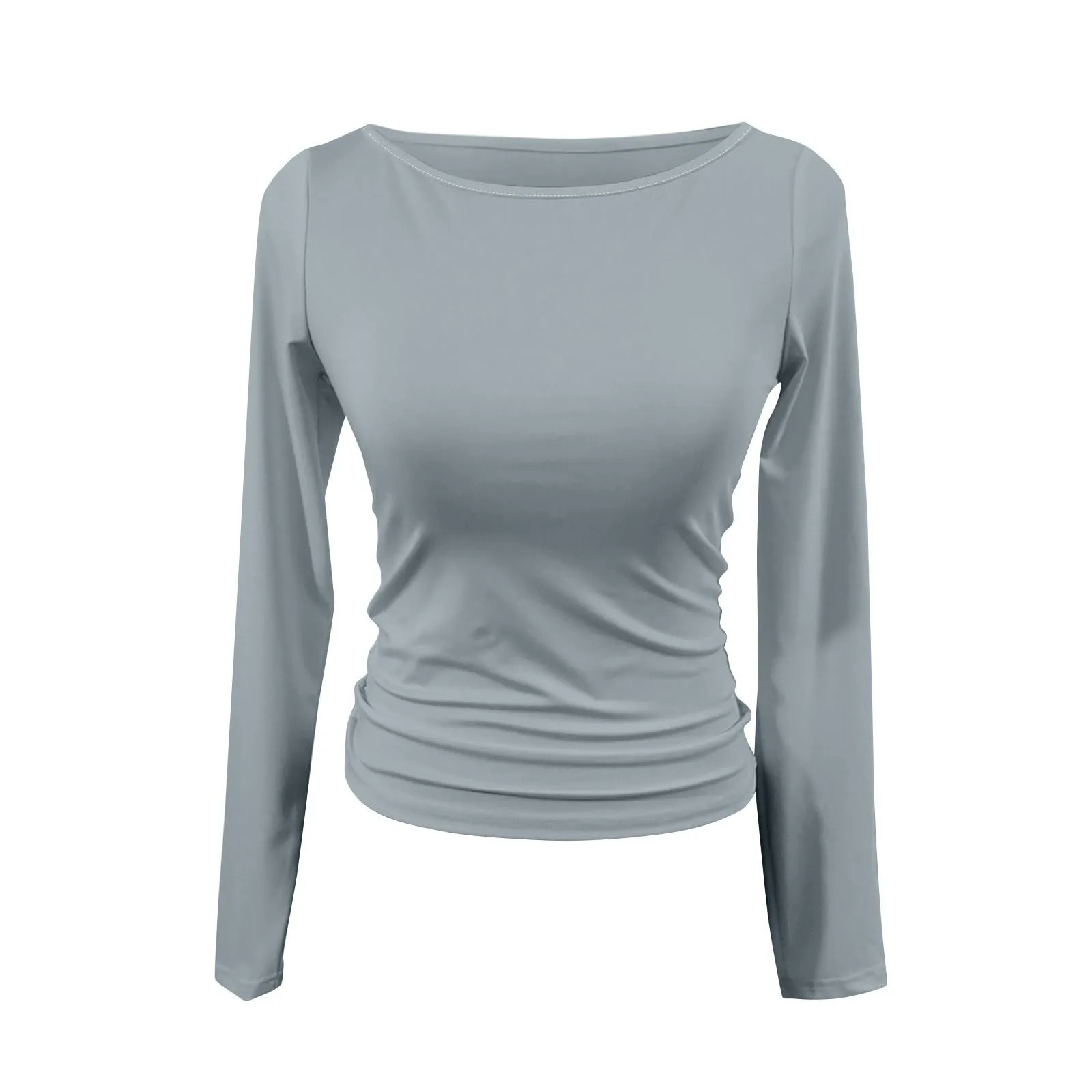MOKBAY Maglietta Donna Corsetto Slim Fit Manica Lunga Tinta Unita XL - immagine 4