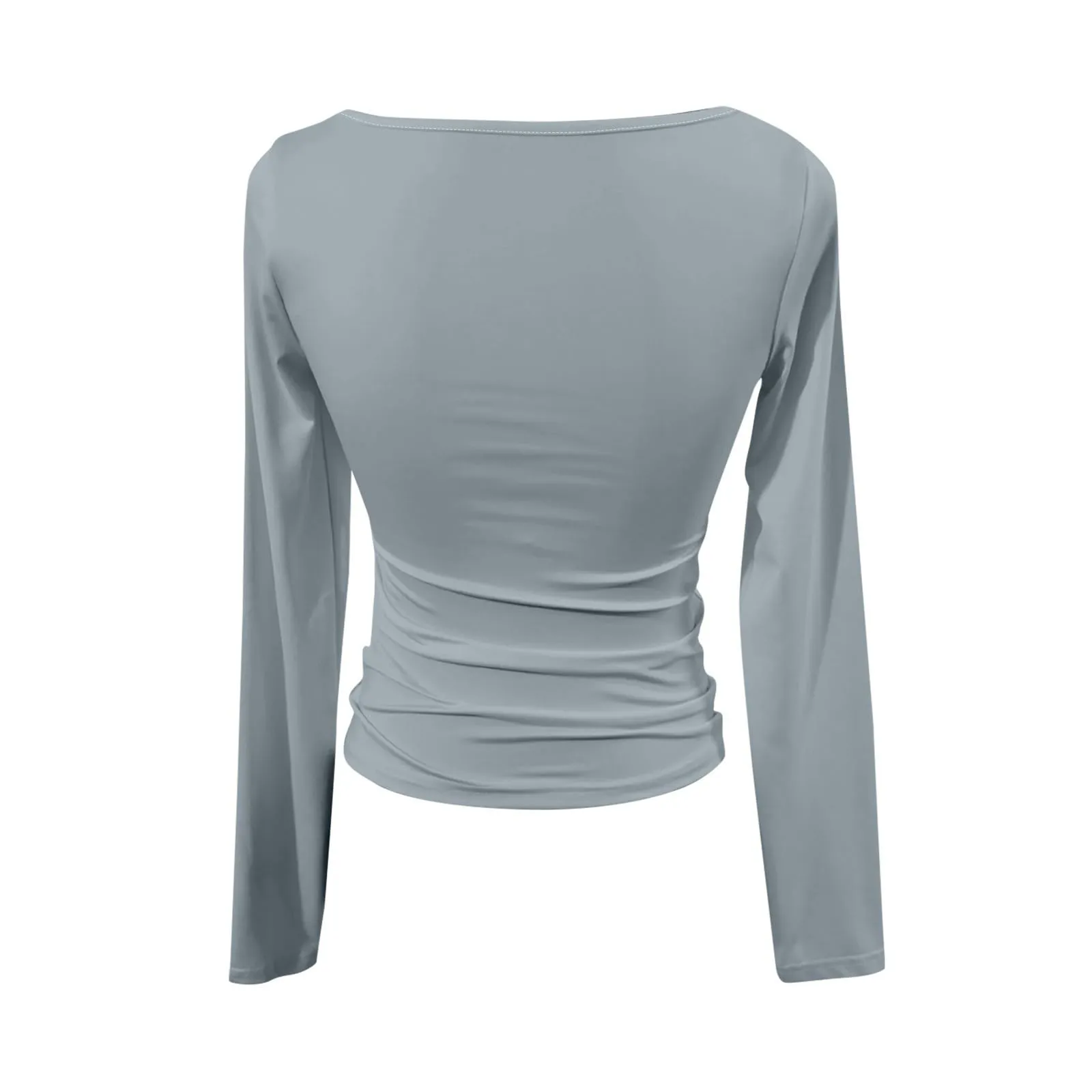 MOKBAY Maglietta Donna Corsetto Slim Fit Manica Lunga Tinta Unita XL - immagine 5